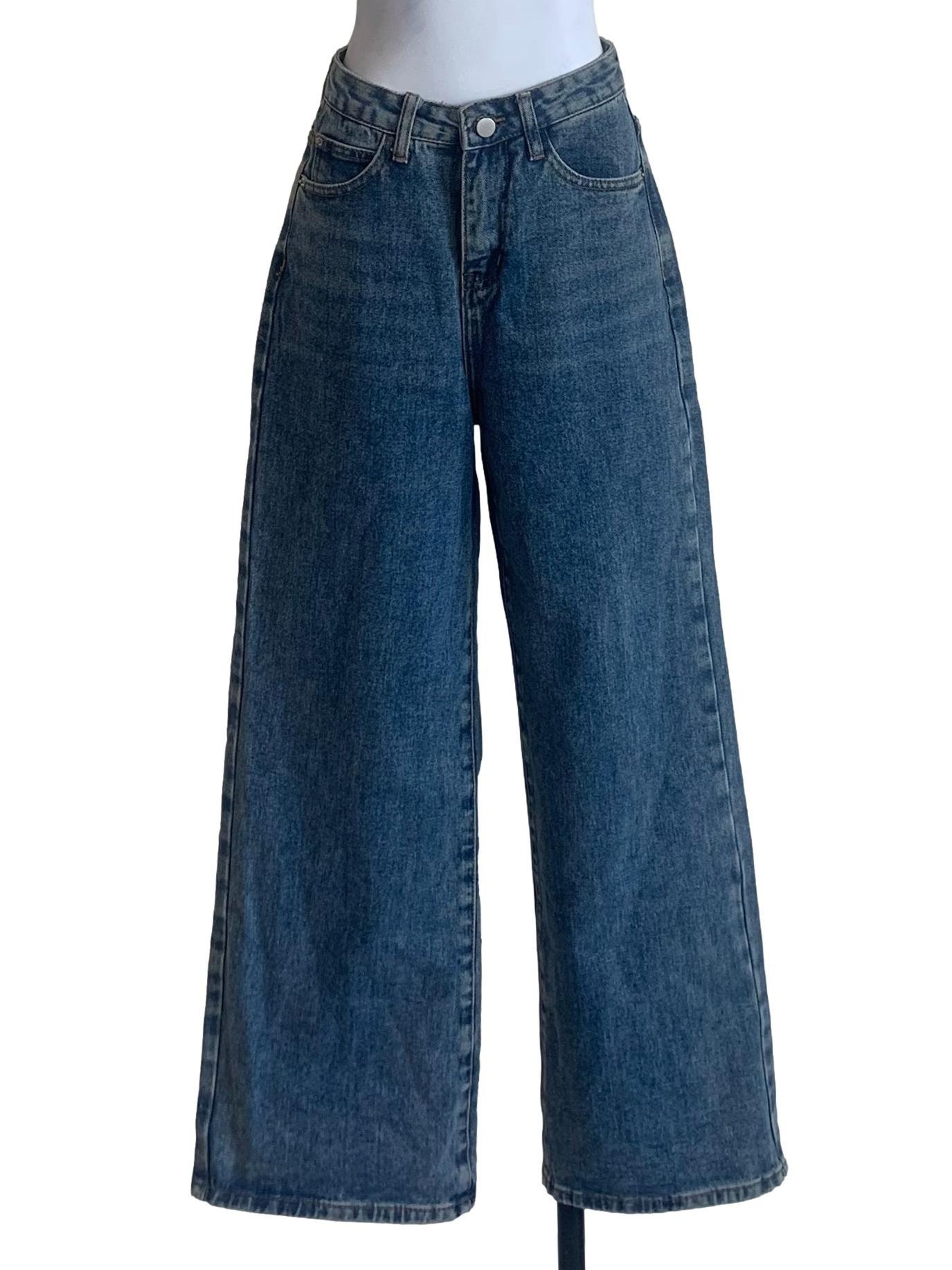 Denim Blue Wide Leg Jeans