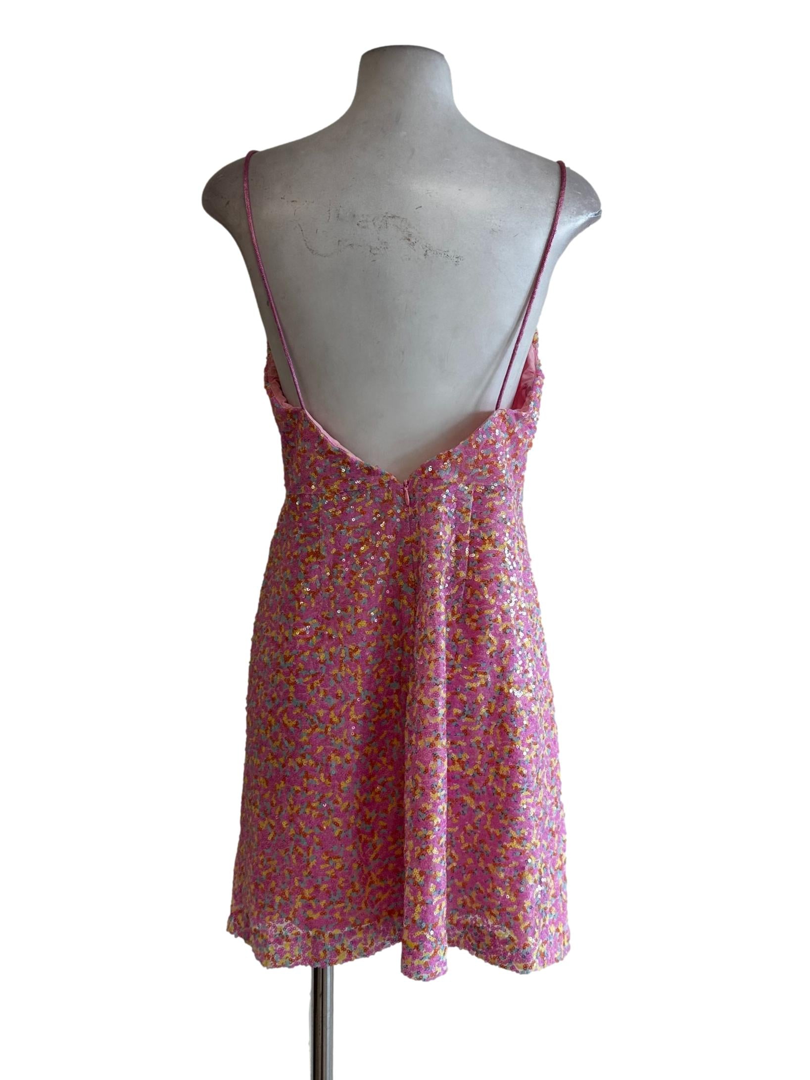 Pink Sequin Sleeveless Dress