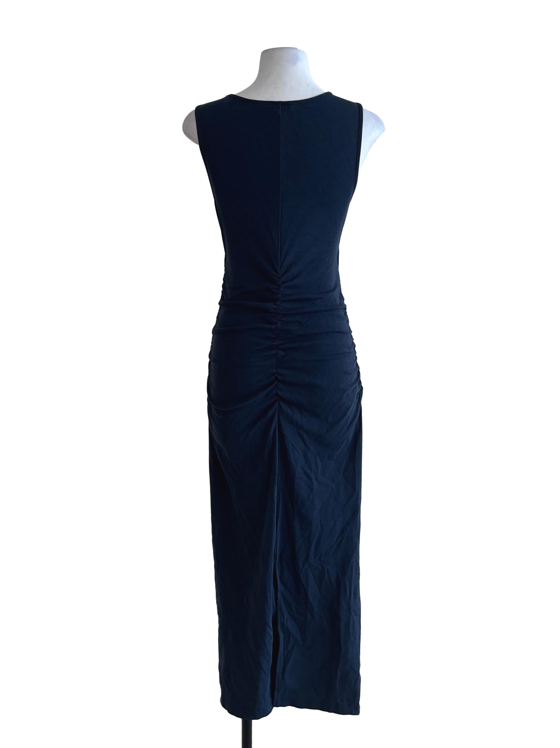 Navy Blue Jewel Neckline Bodycon Dress