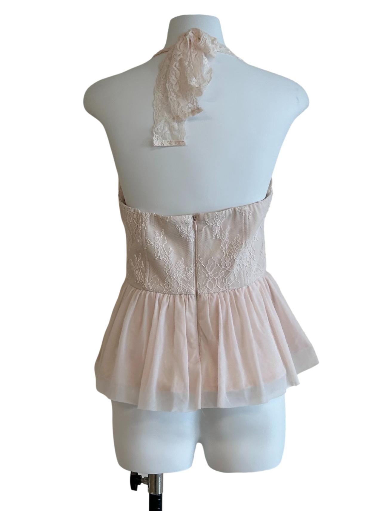 Crepe Pink Lace Halter Top