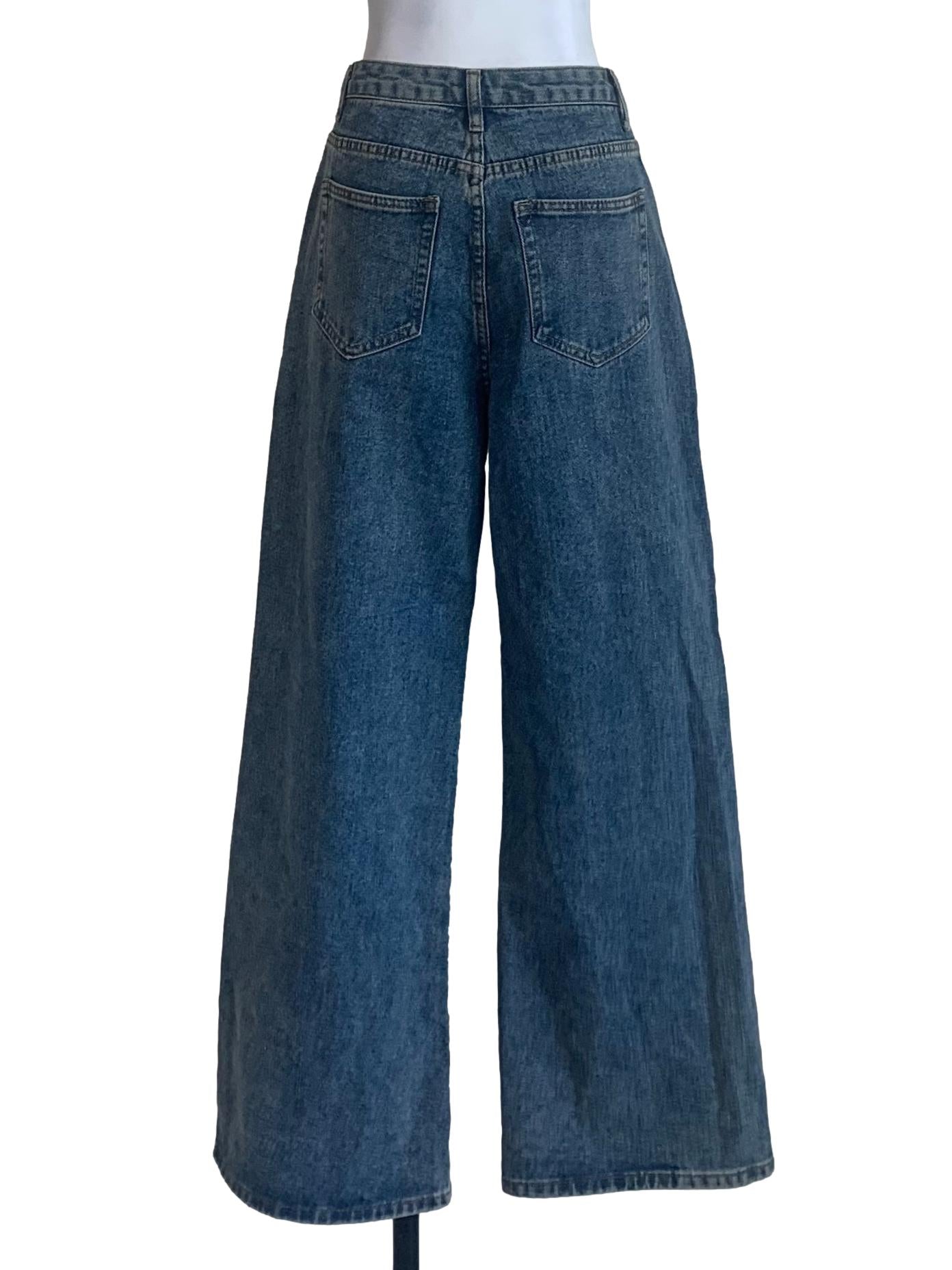 Denim Blue Wide Leg Jeans