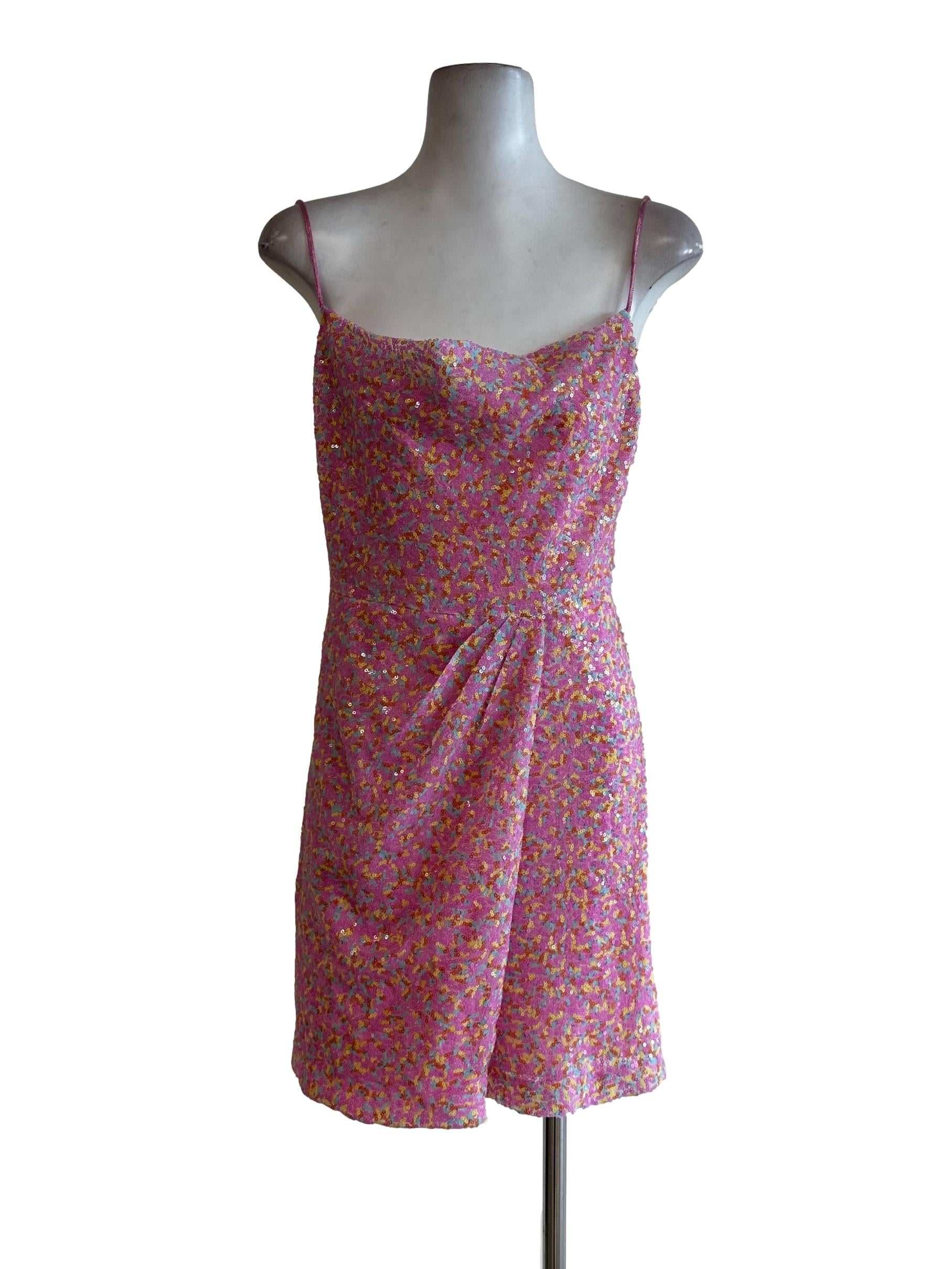 Pink Sequin Sleeveless Dress