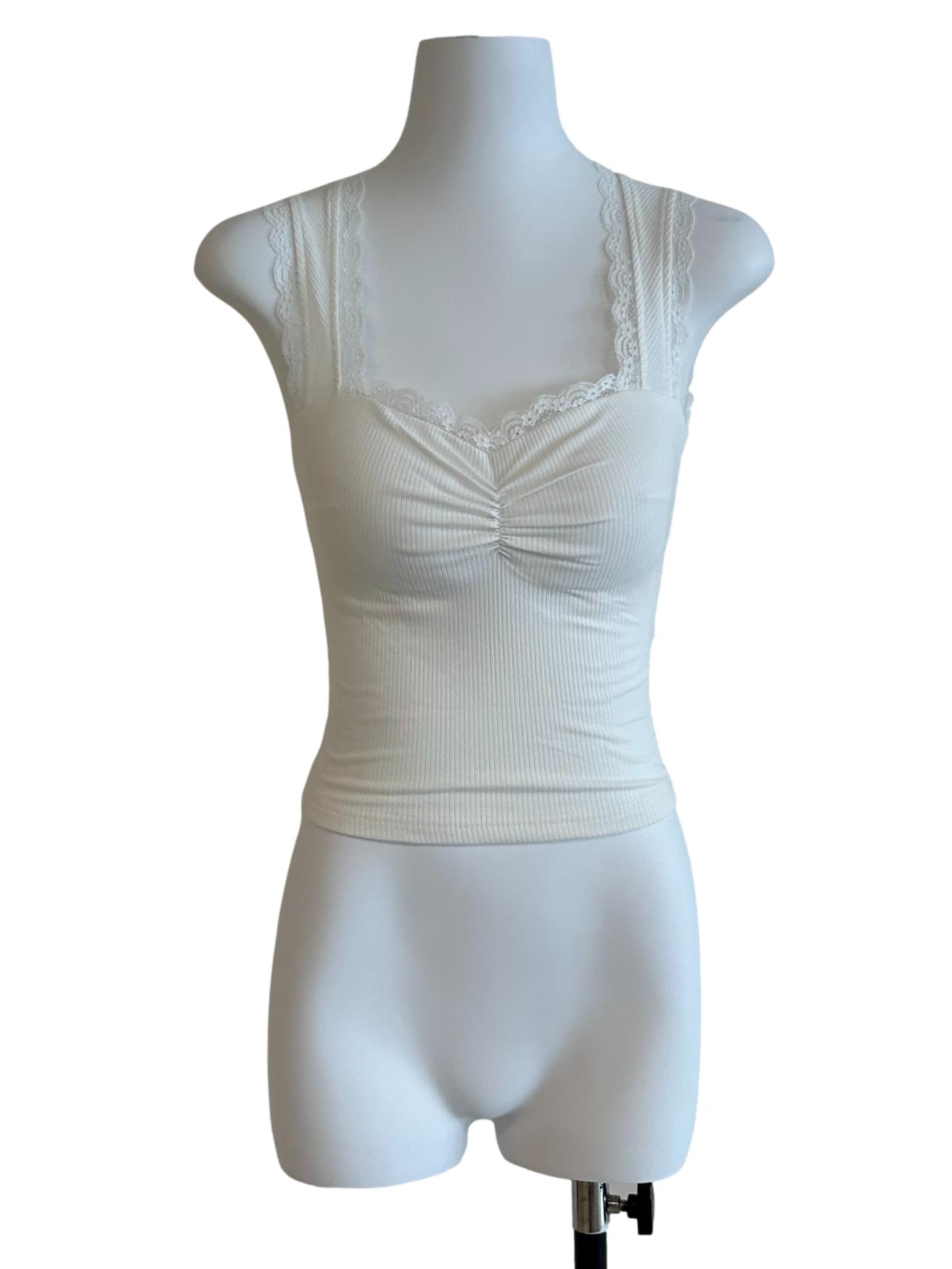Ivory White Ribbed Top