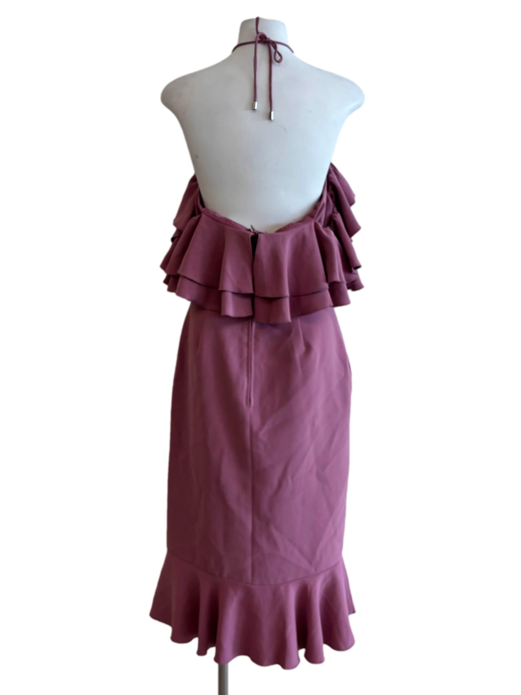 Charm Pink Ruffle Halter Pencil Dress