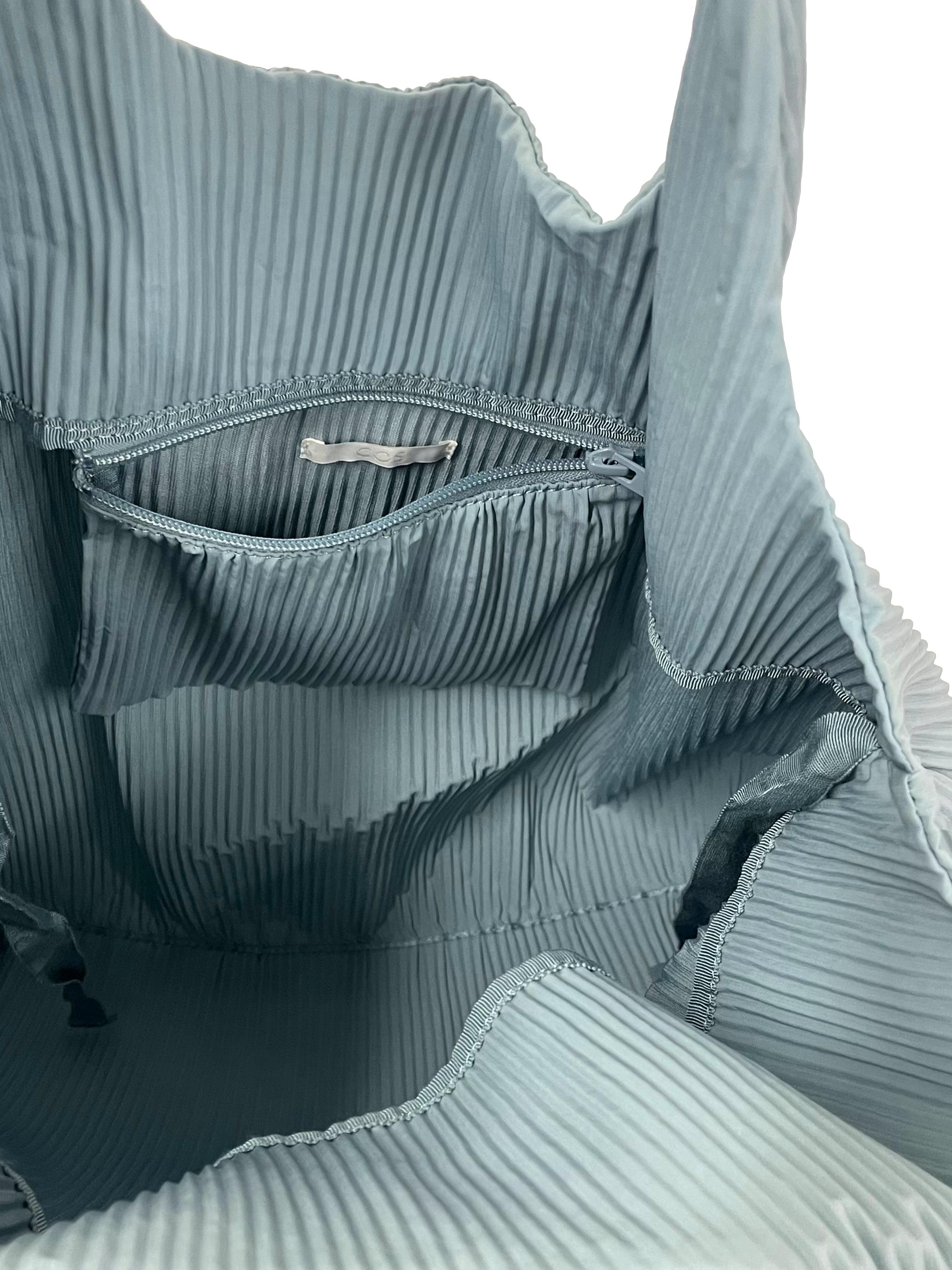Blue Pleated Shopper Bag
