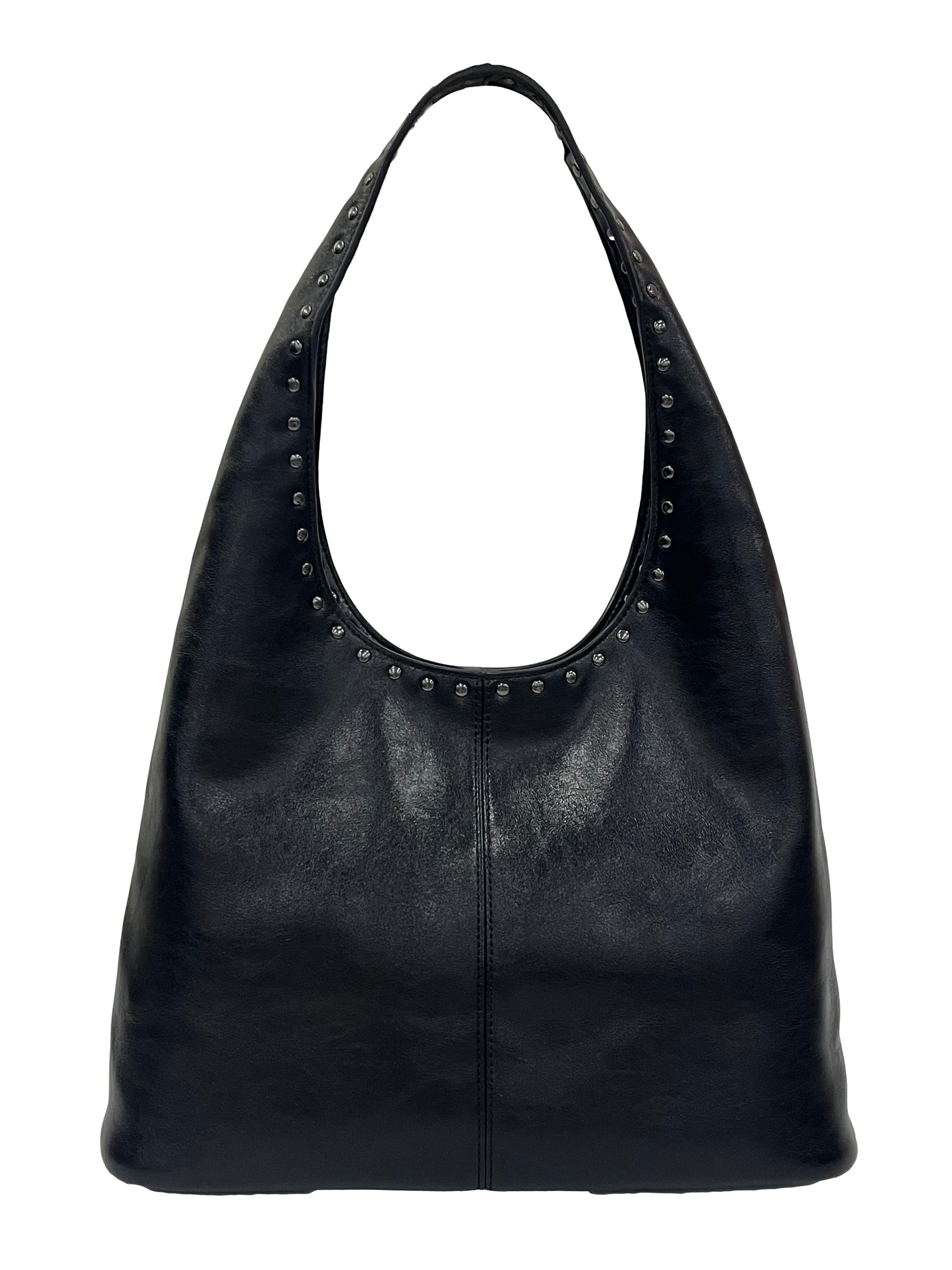 Black Issa Studded Hobo Bag