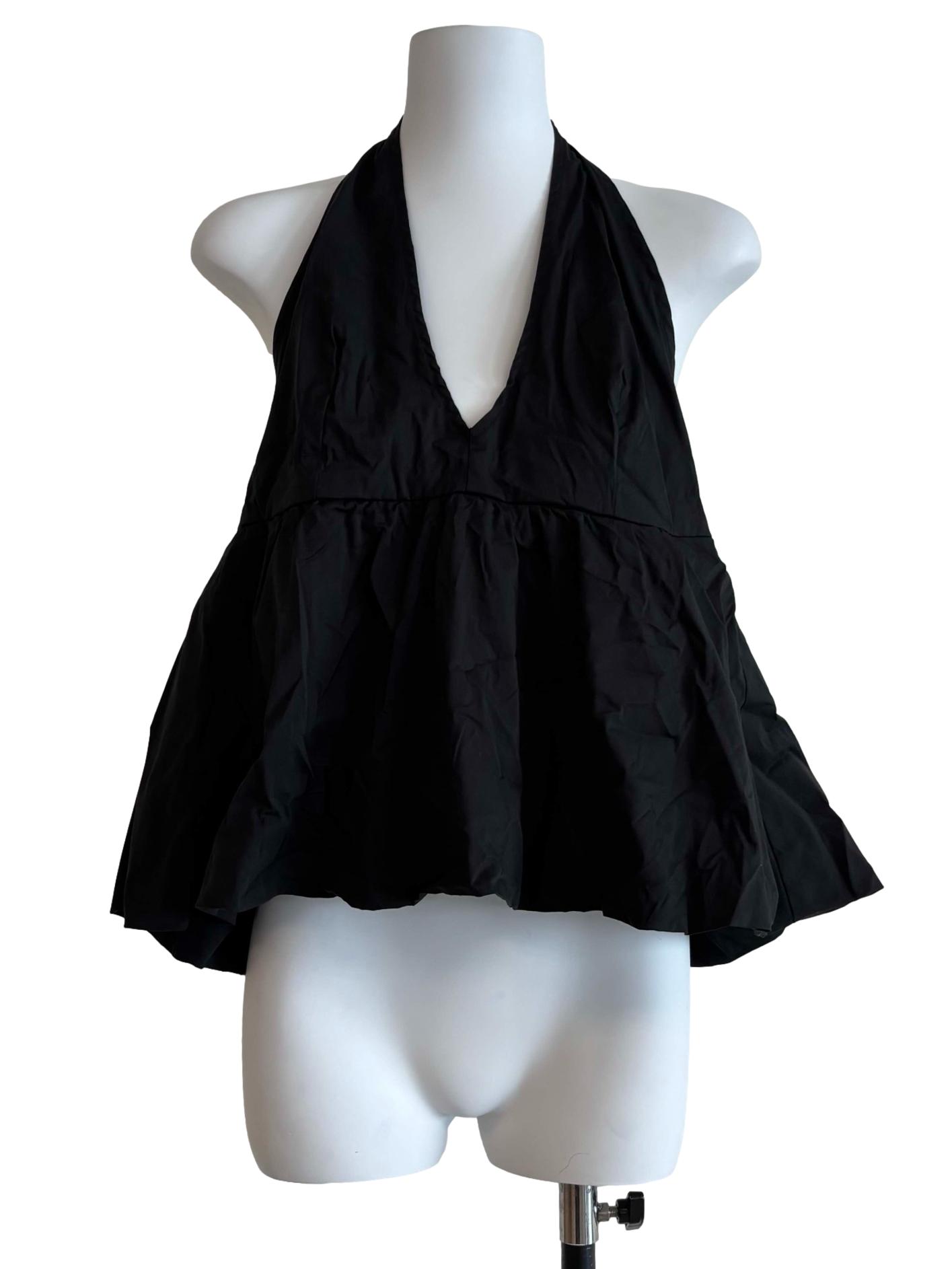 Jade Black Cotton Halter Top