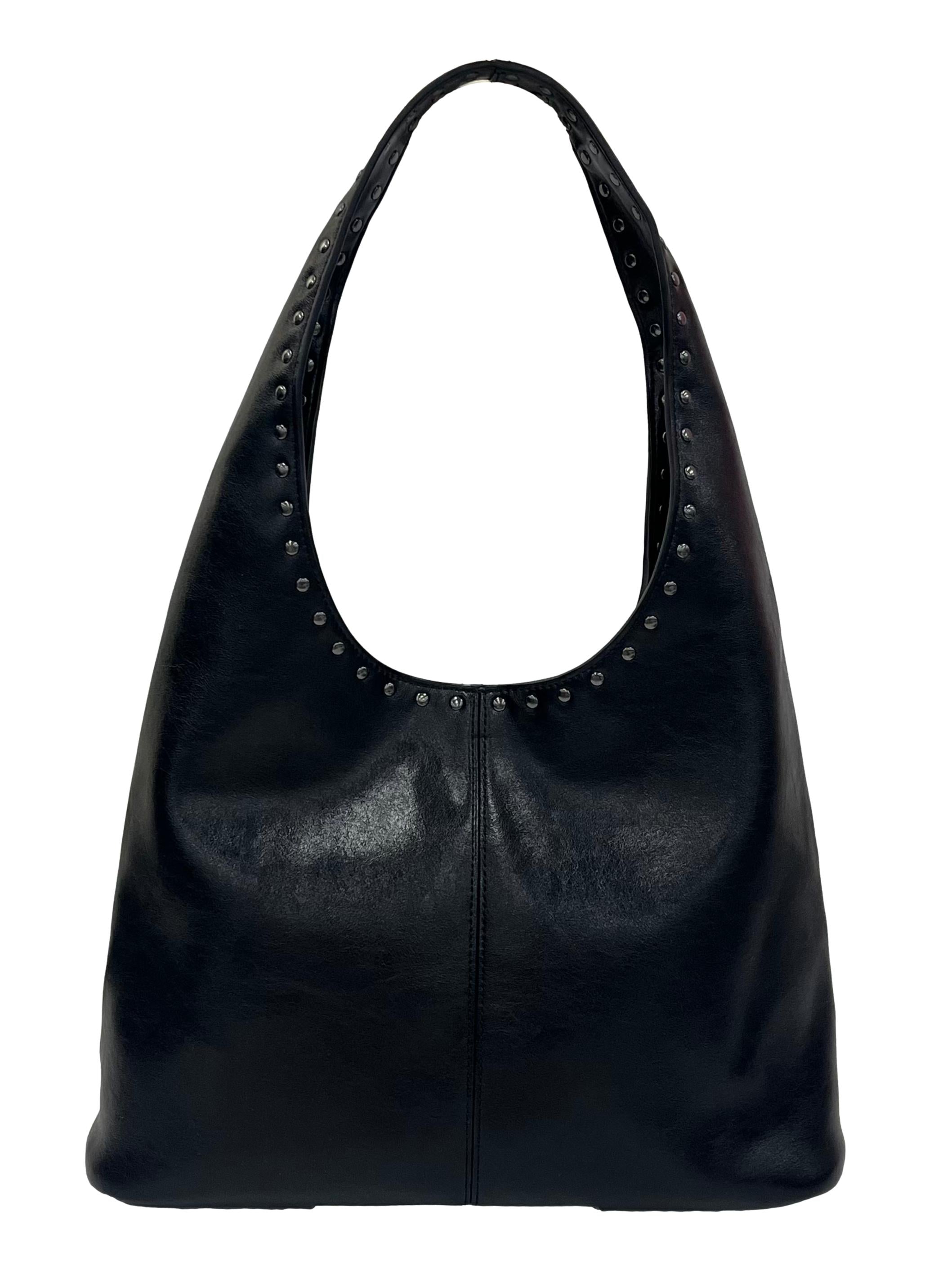 Black Issa Studded Hobo Bag