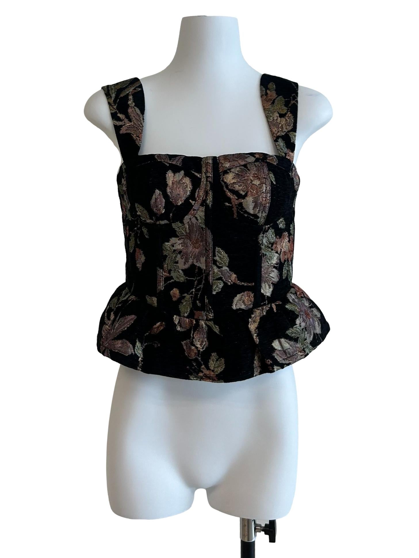 Soft Black Patrine Brocade Top