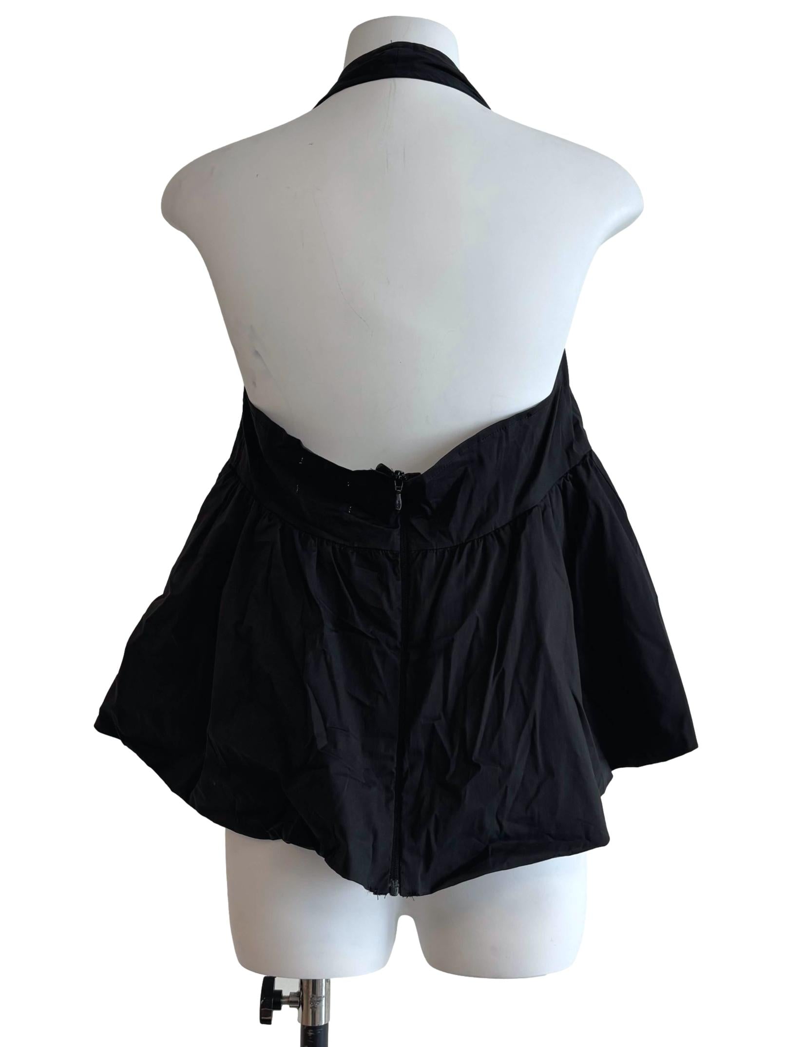 Jade Black Cotton Halter Top