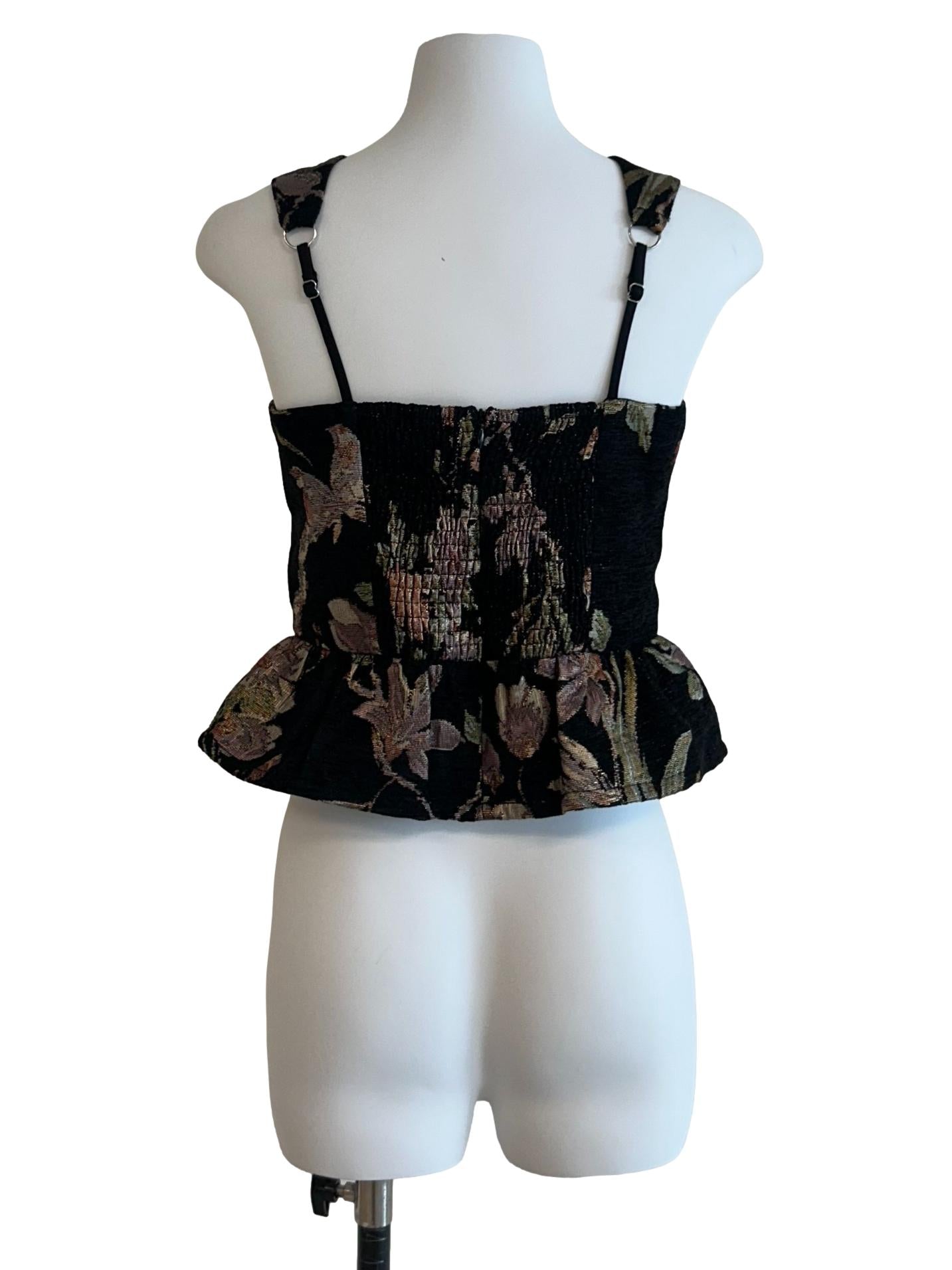 Soft Black Patrine Brocade Top