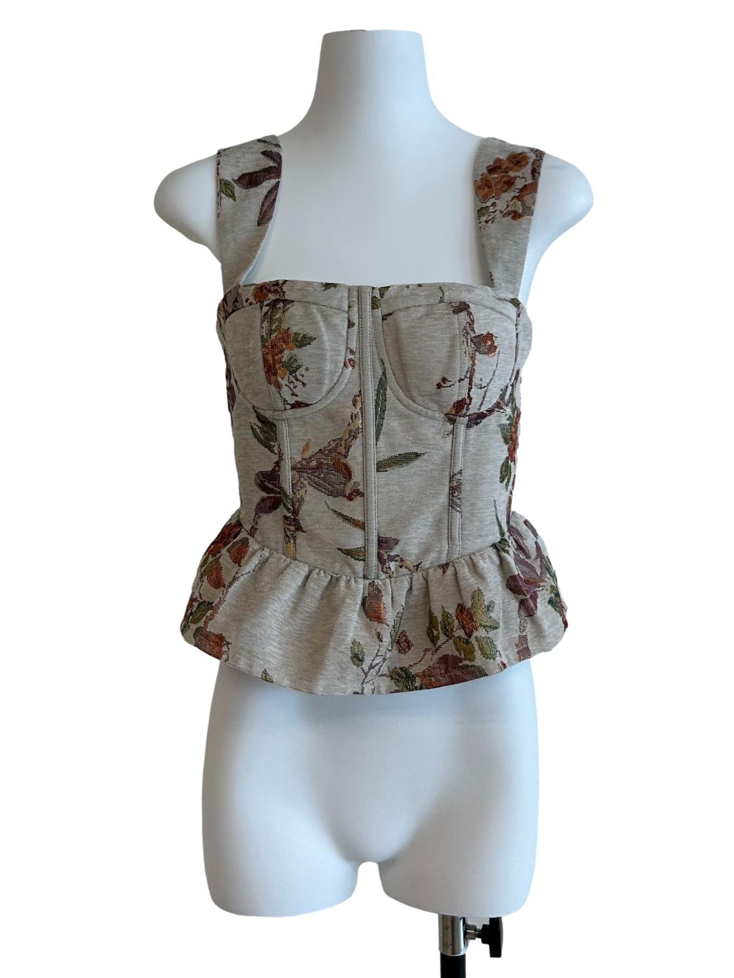 Beige Patrine Brocade Top
