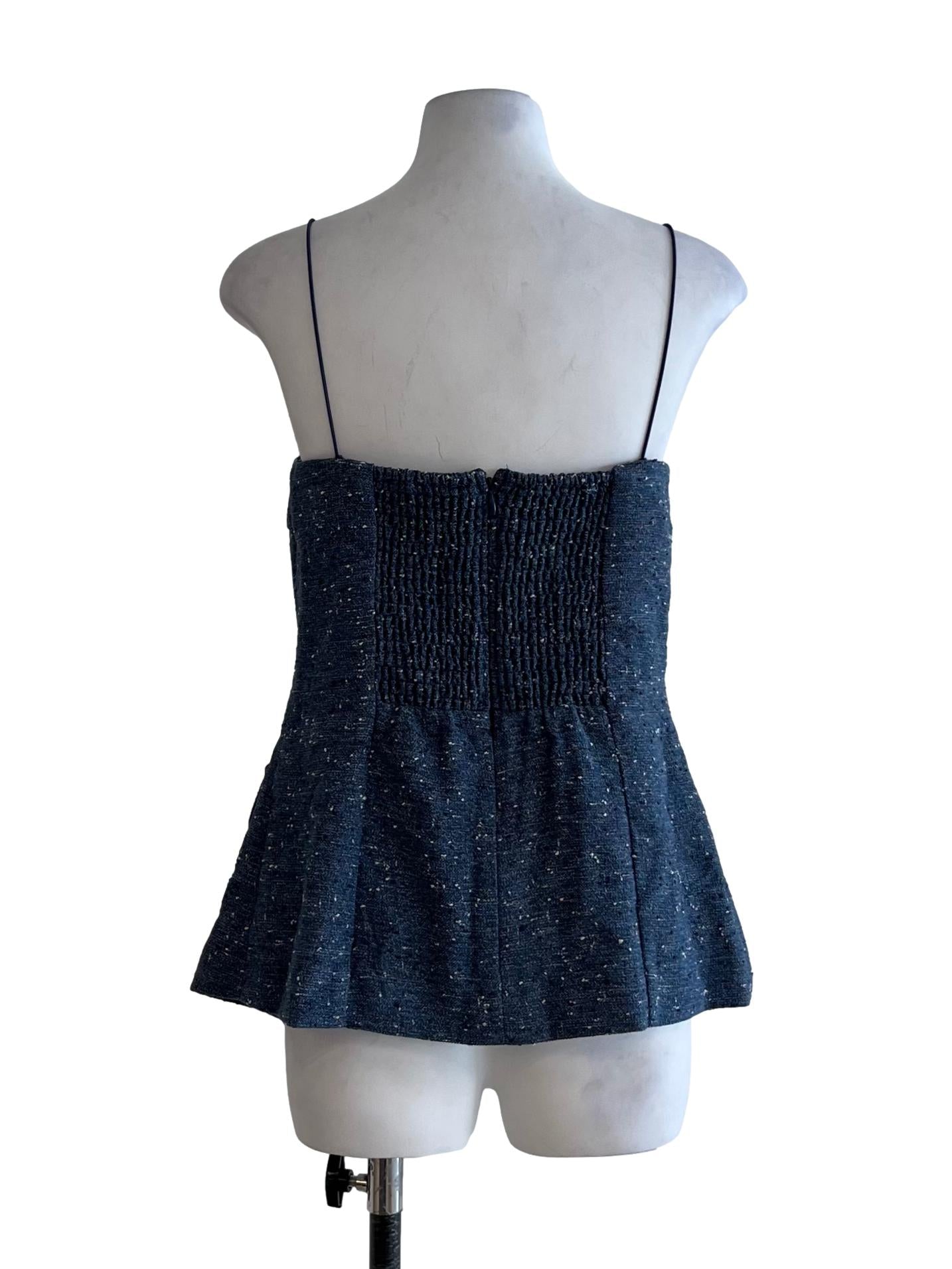 Aegean Blue Tweed Sleeveless Top