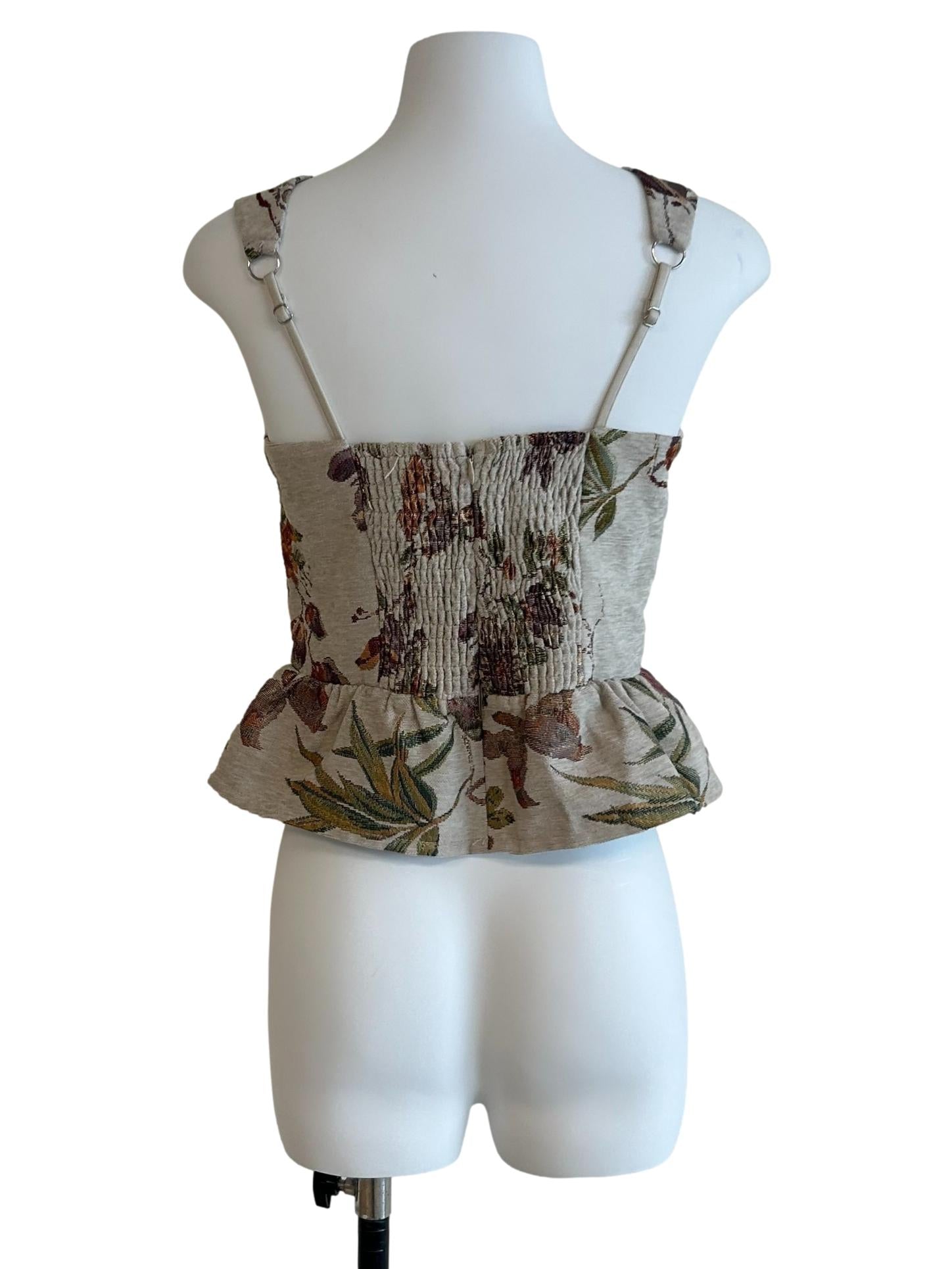 Beige Patrine Brocade Top