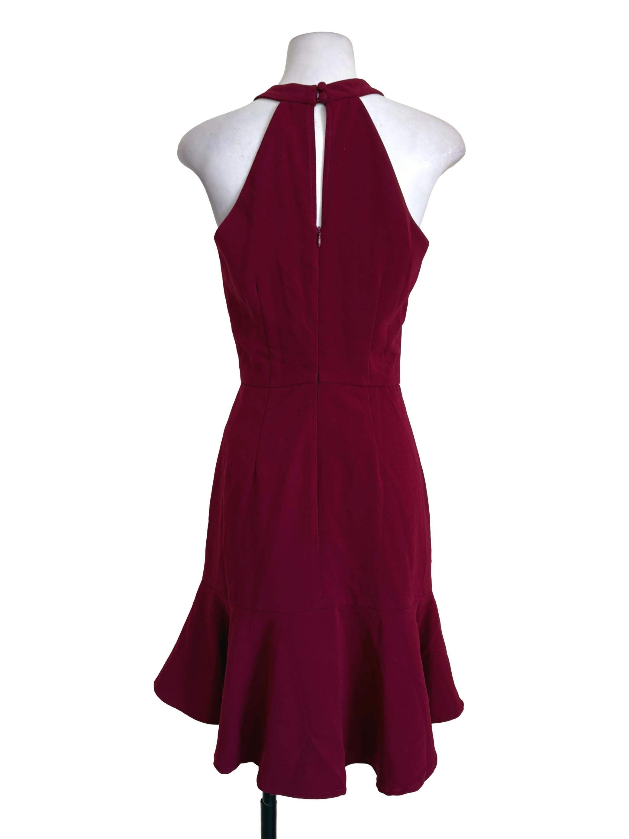 Magenta Purple Flounce Halter Dress