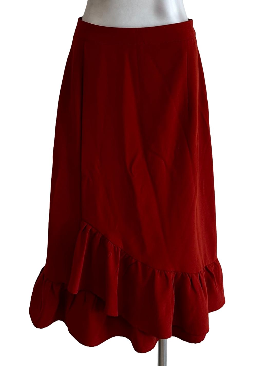 Fire Orange Ruffles Pattern Skirt