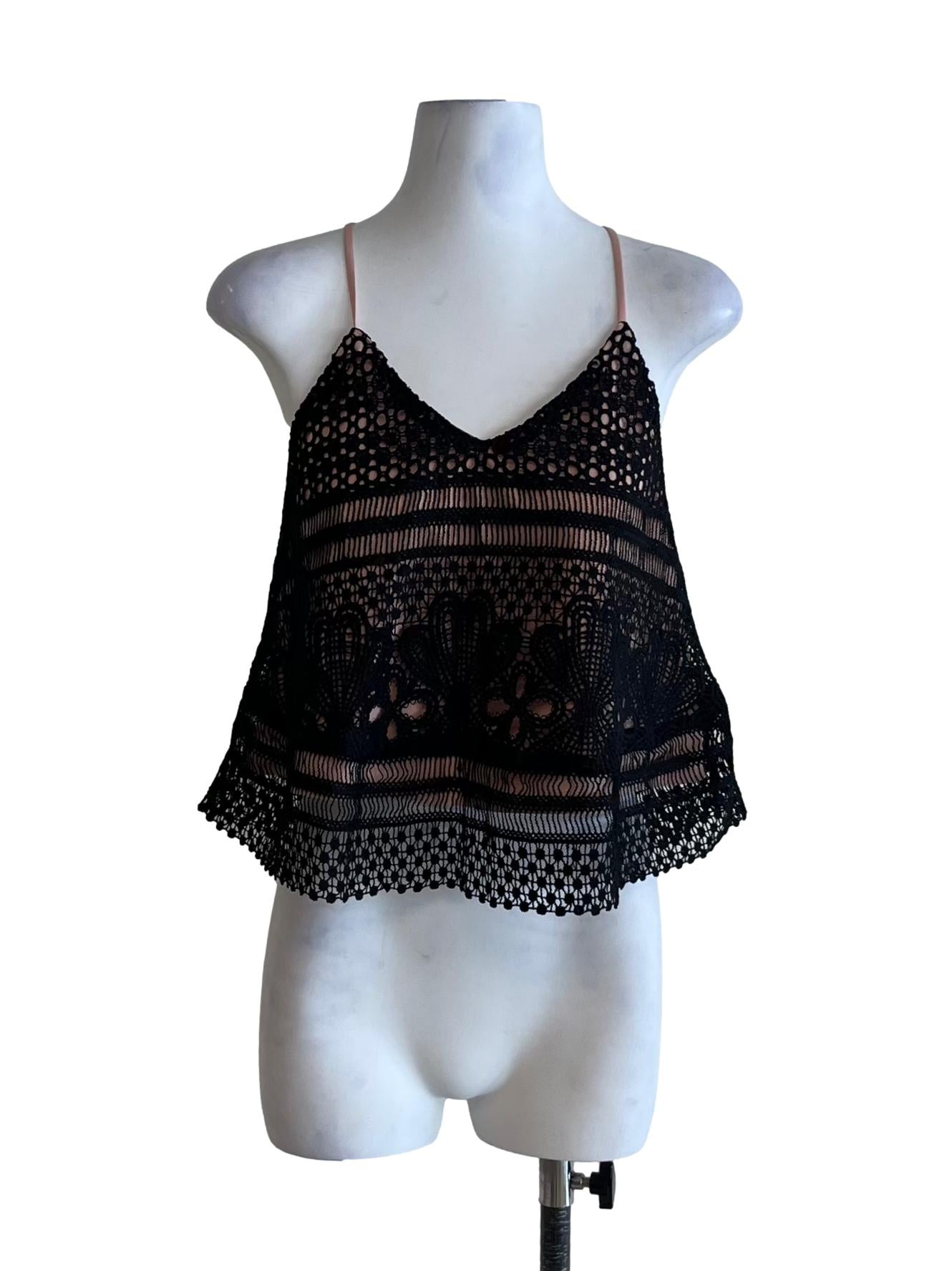 Black Lace Sleeveless Top