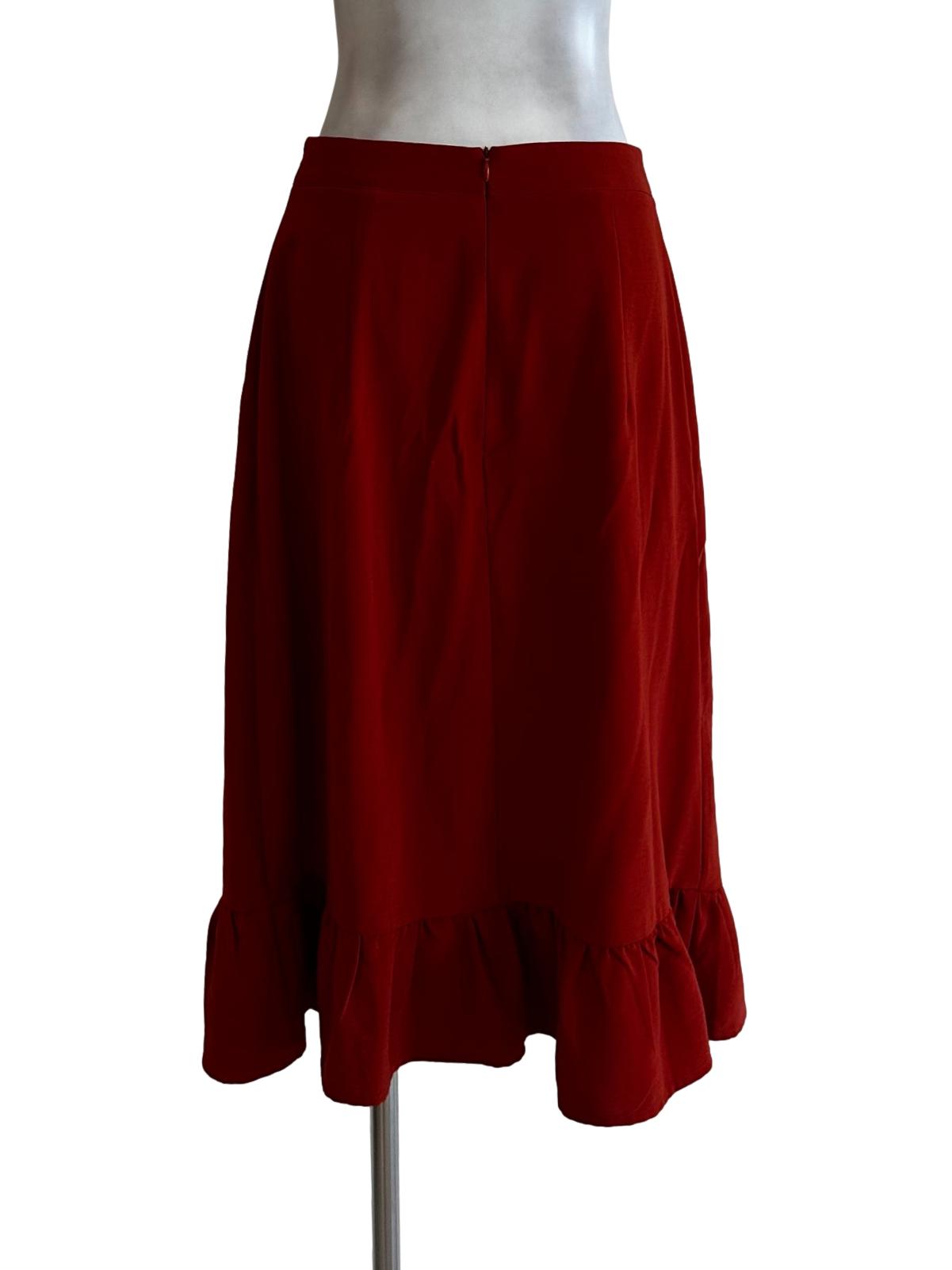 Fire Orange Ruffles Pattern Skirt