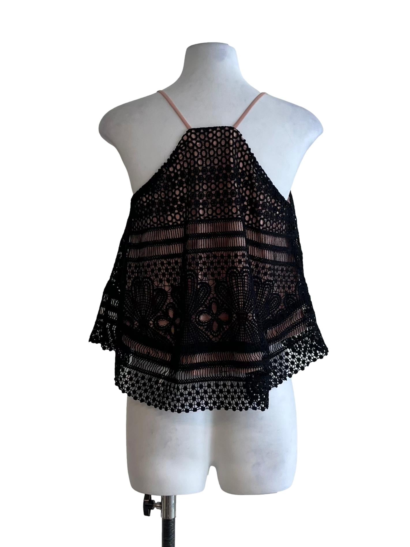 Black Lace Sleeveless Top
