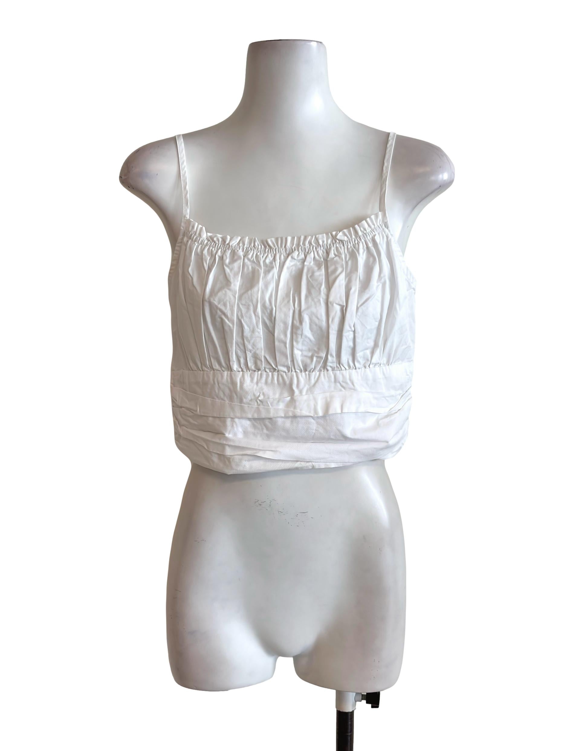 White Cropped Spaghetti Top TEM