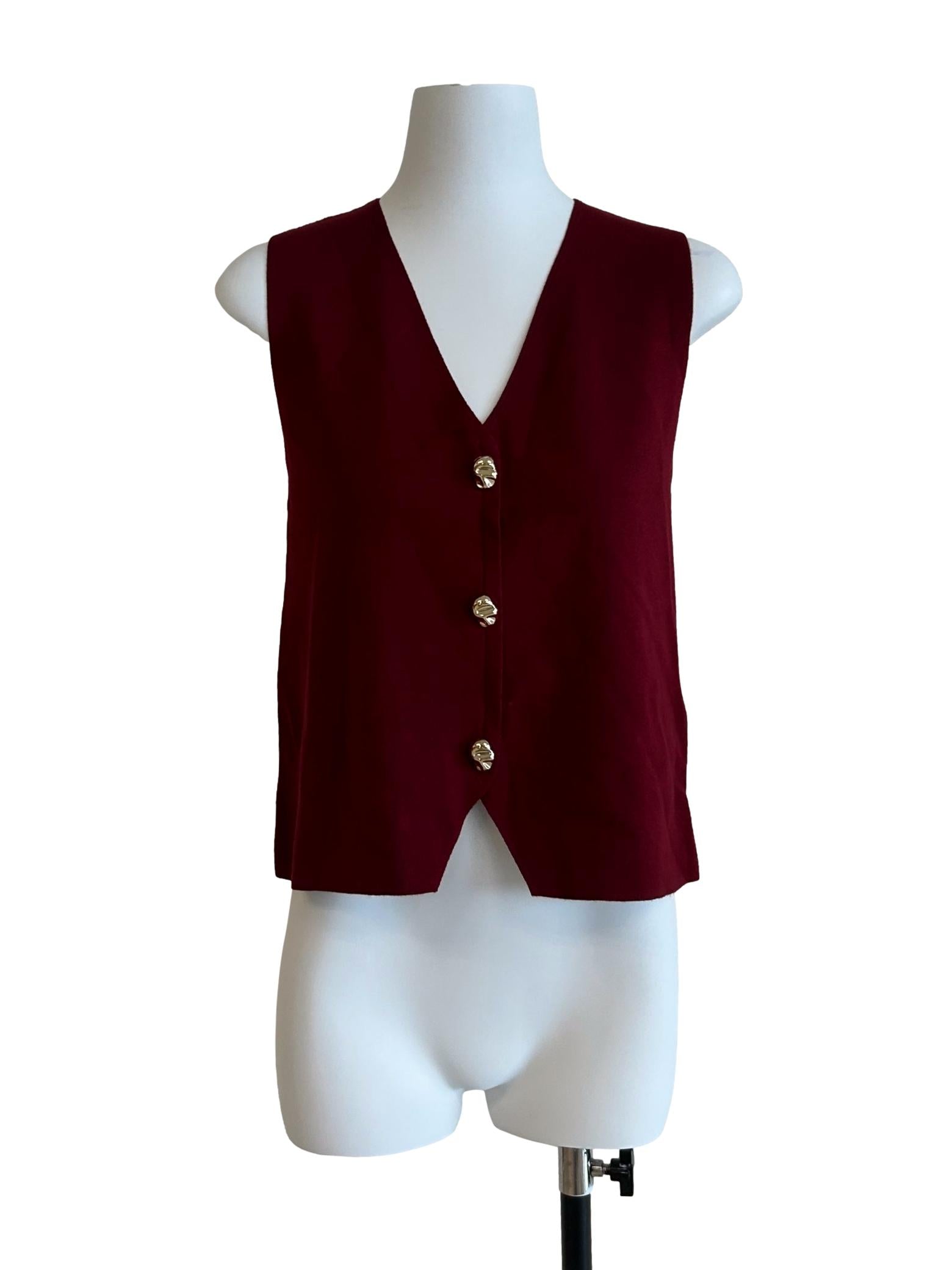 Berry Red Knit Rib Vest Top