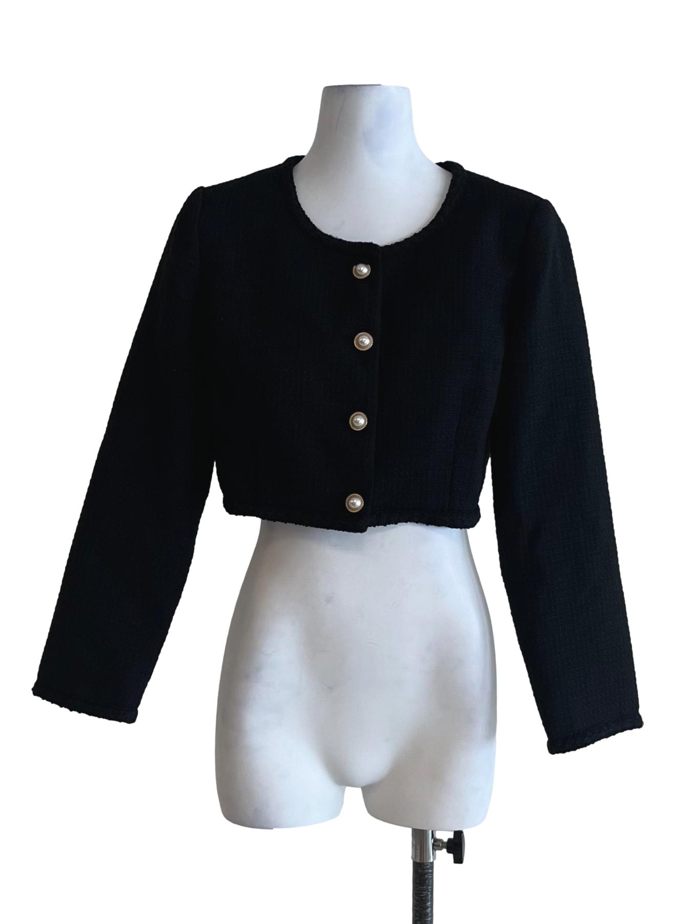 Black Tweed Cropped Blazer