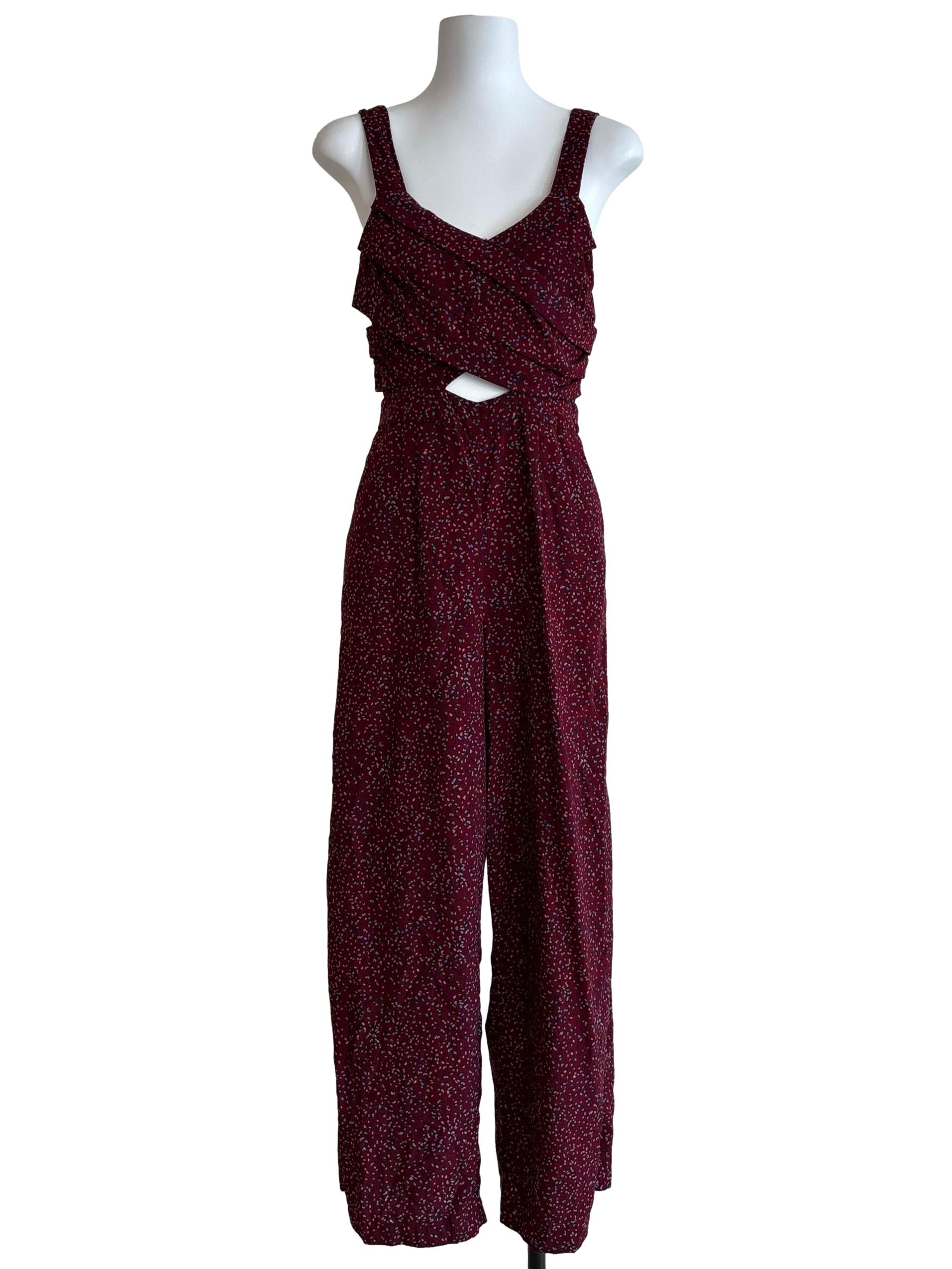 Burgundy Red Dotted Jumpsuit