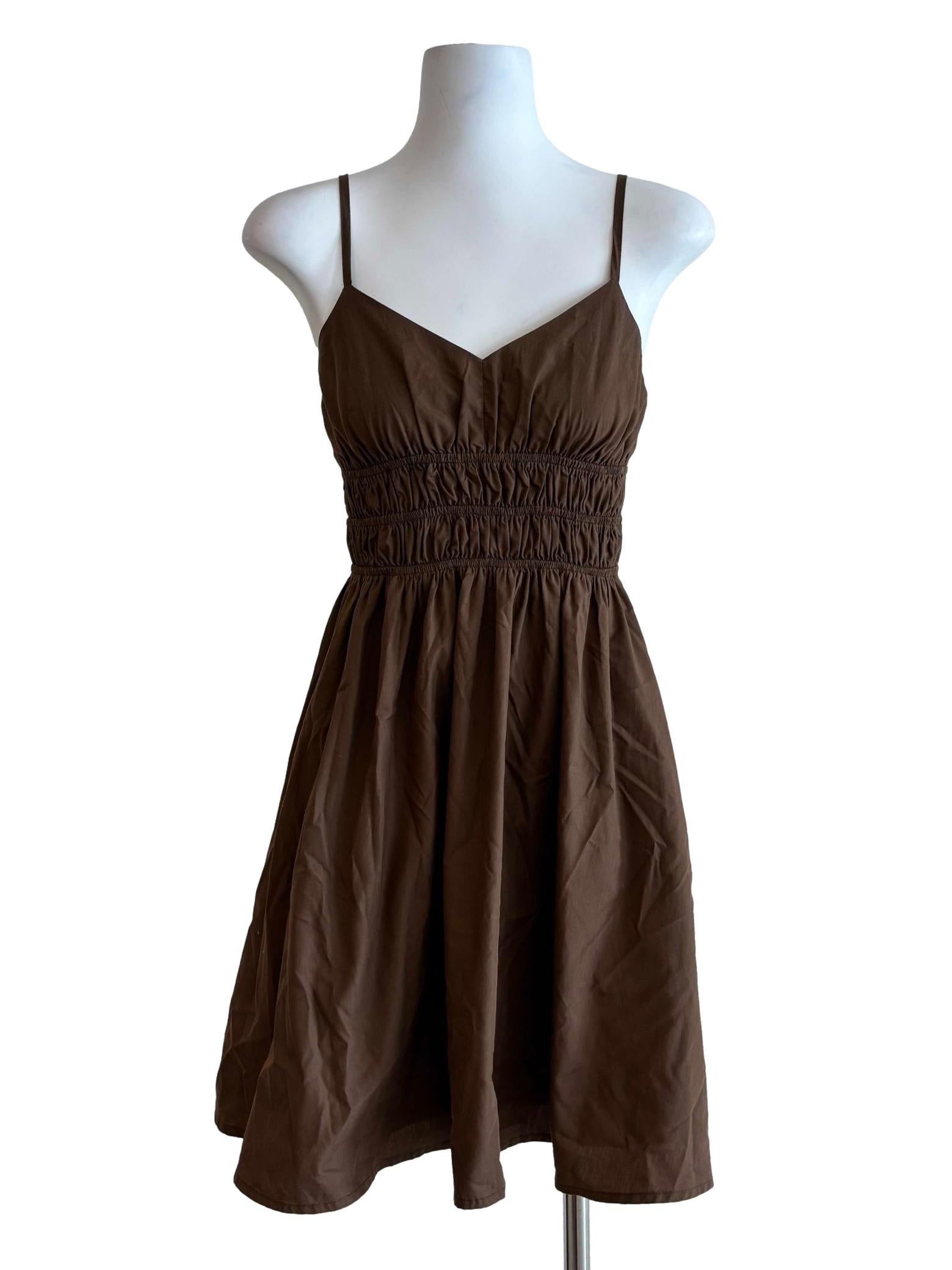 Taupe Brown Spaghetti Strap Dress