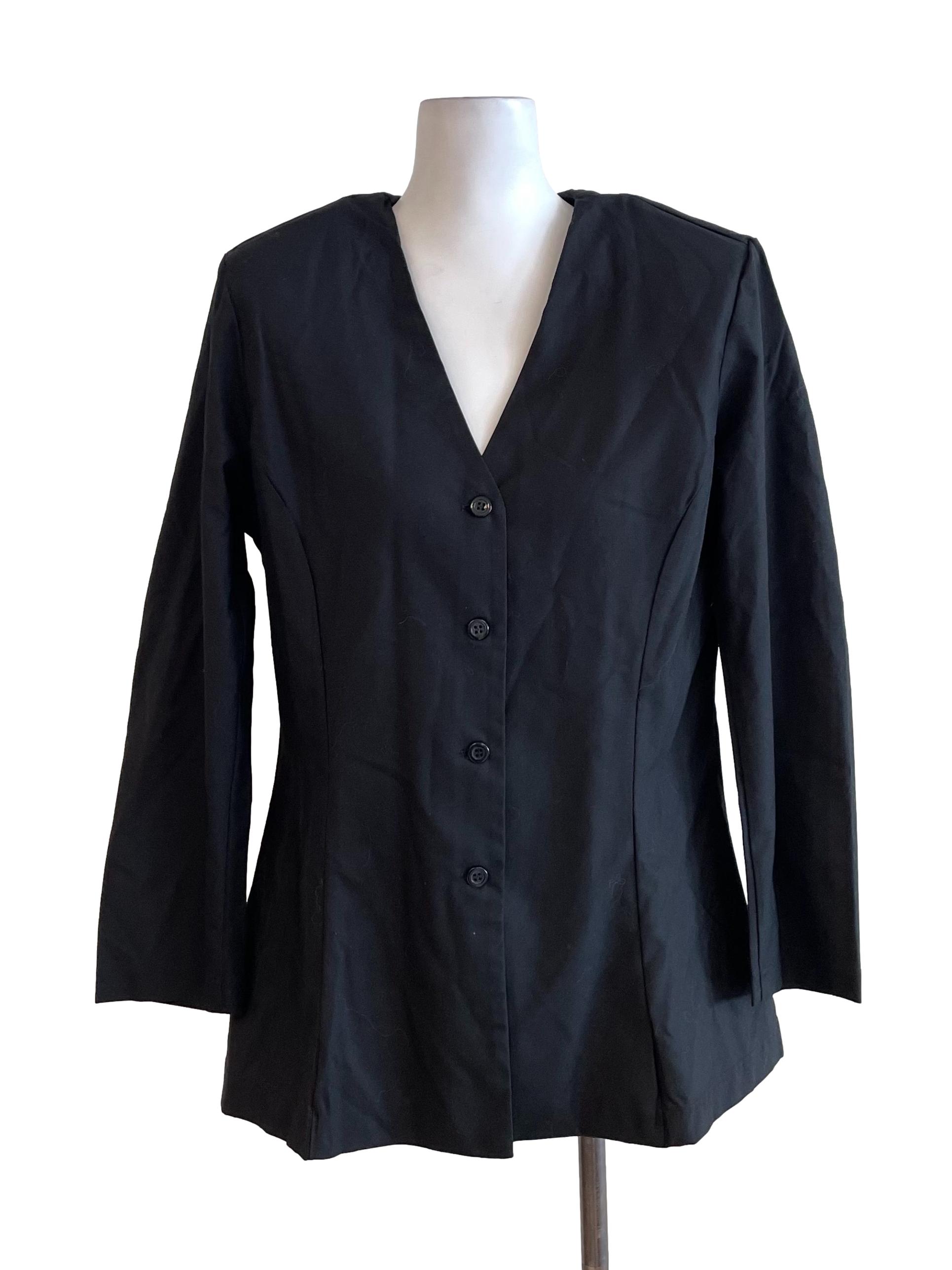 Black Button Up Fit Jacket