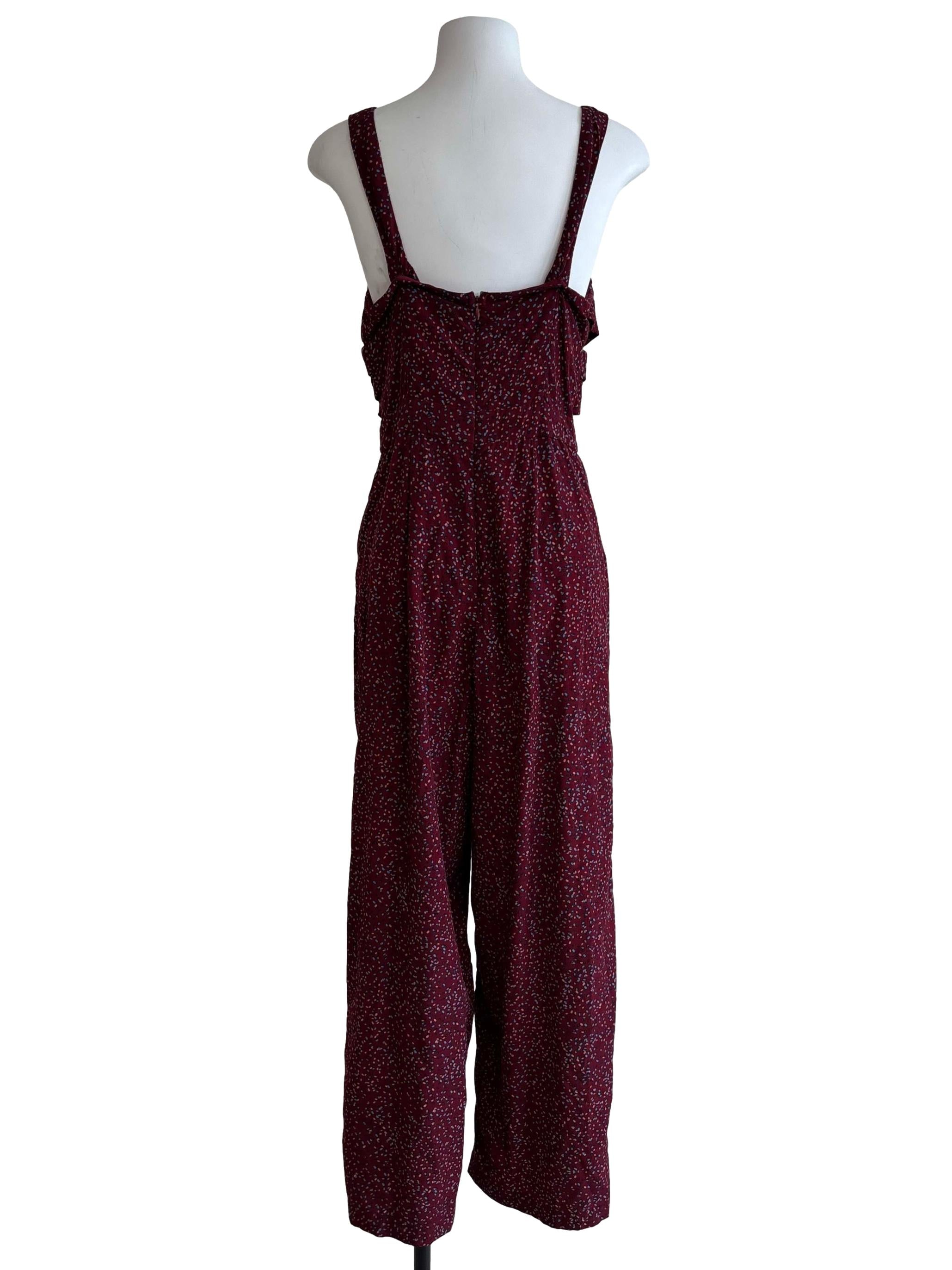 Burgundy Red Dotted Jumpsuit