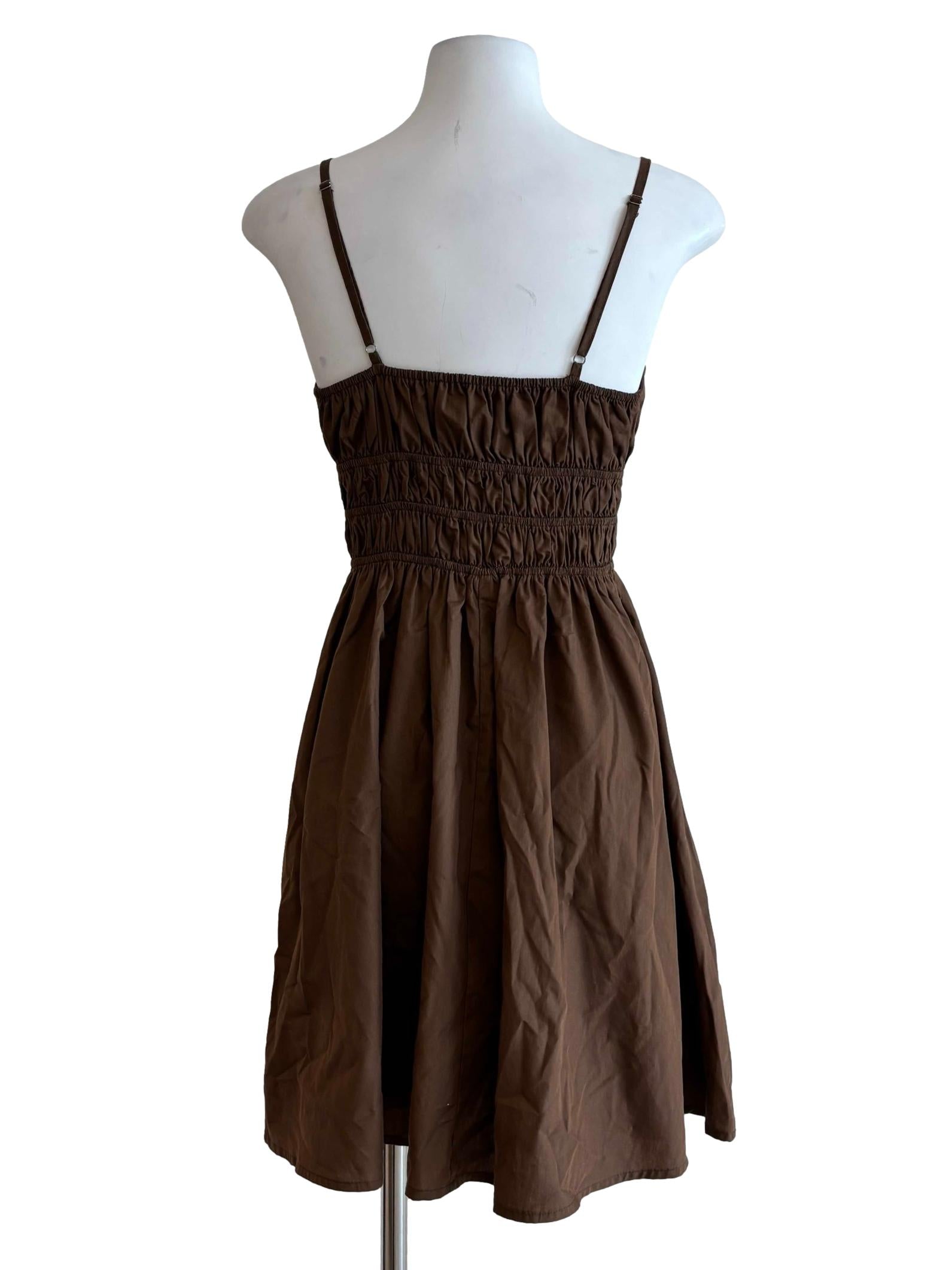 Taupe Brown Spaghetti Strap Dress