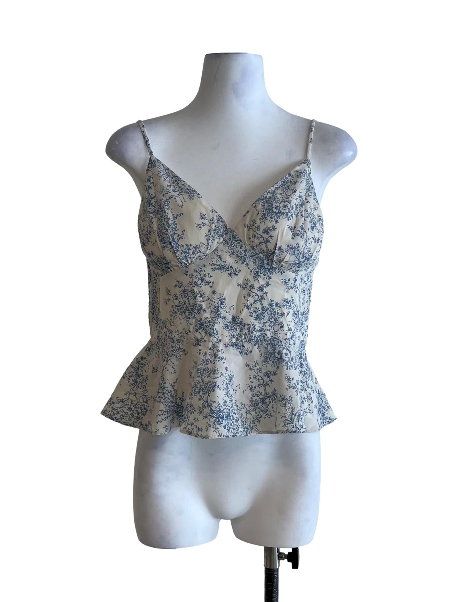 White Prints Spaghetti Strap Sleeveless Top