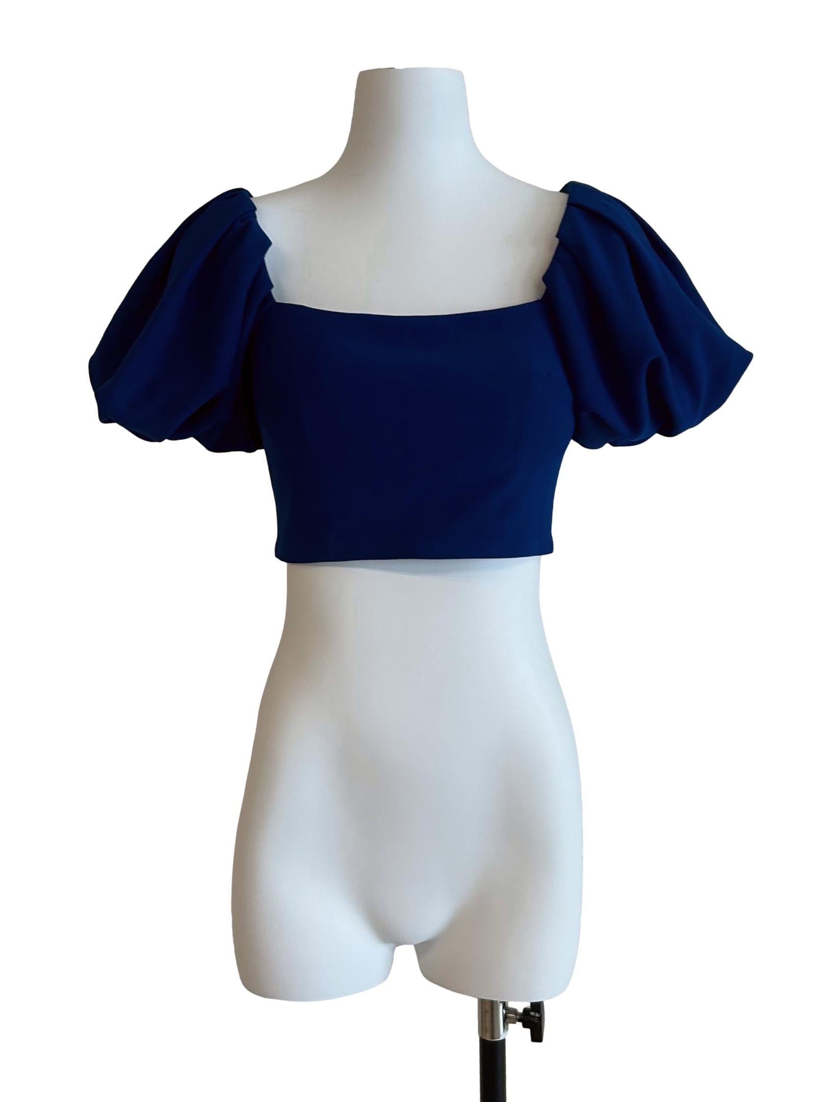 Azure Blue Puff Sleeves Top