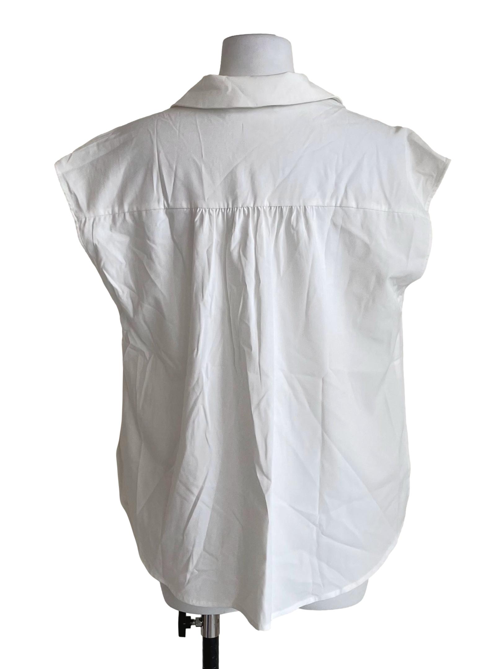 White Draping Sleeveless Johnny Blouse LB