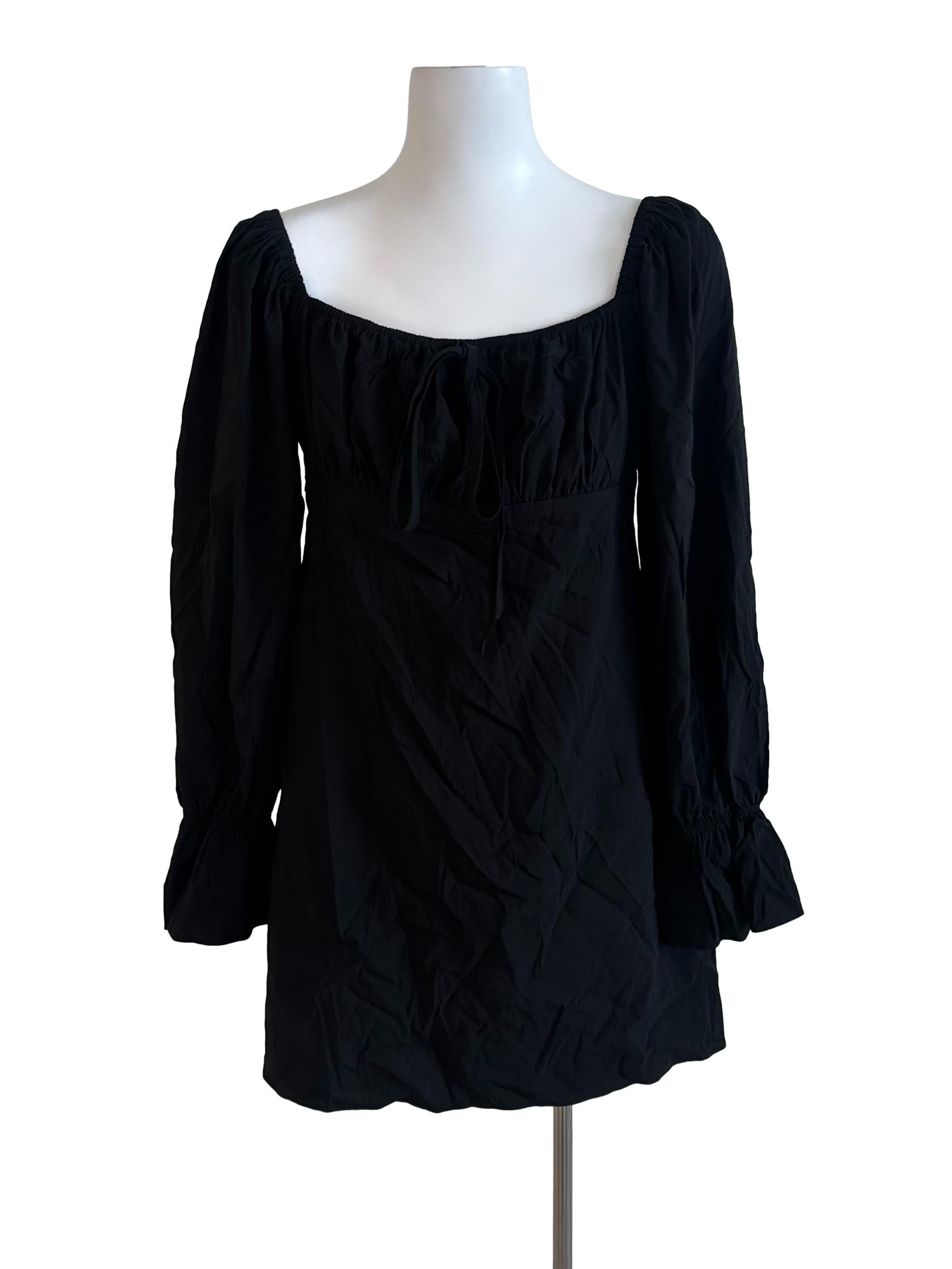 Black Plain Long Sleeve Dress