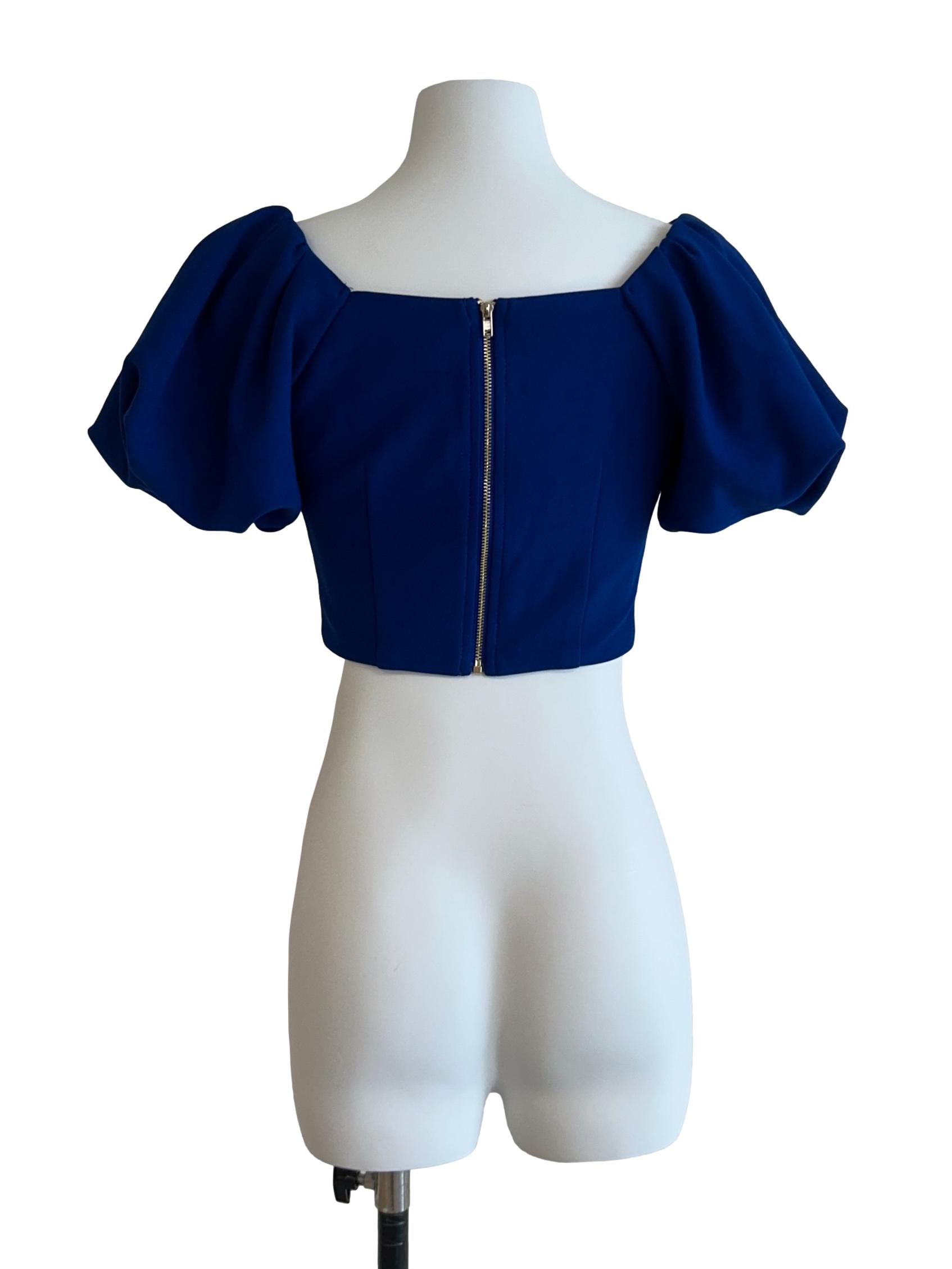Azure Blue Puff Sleeves Top