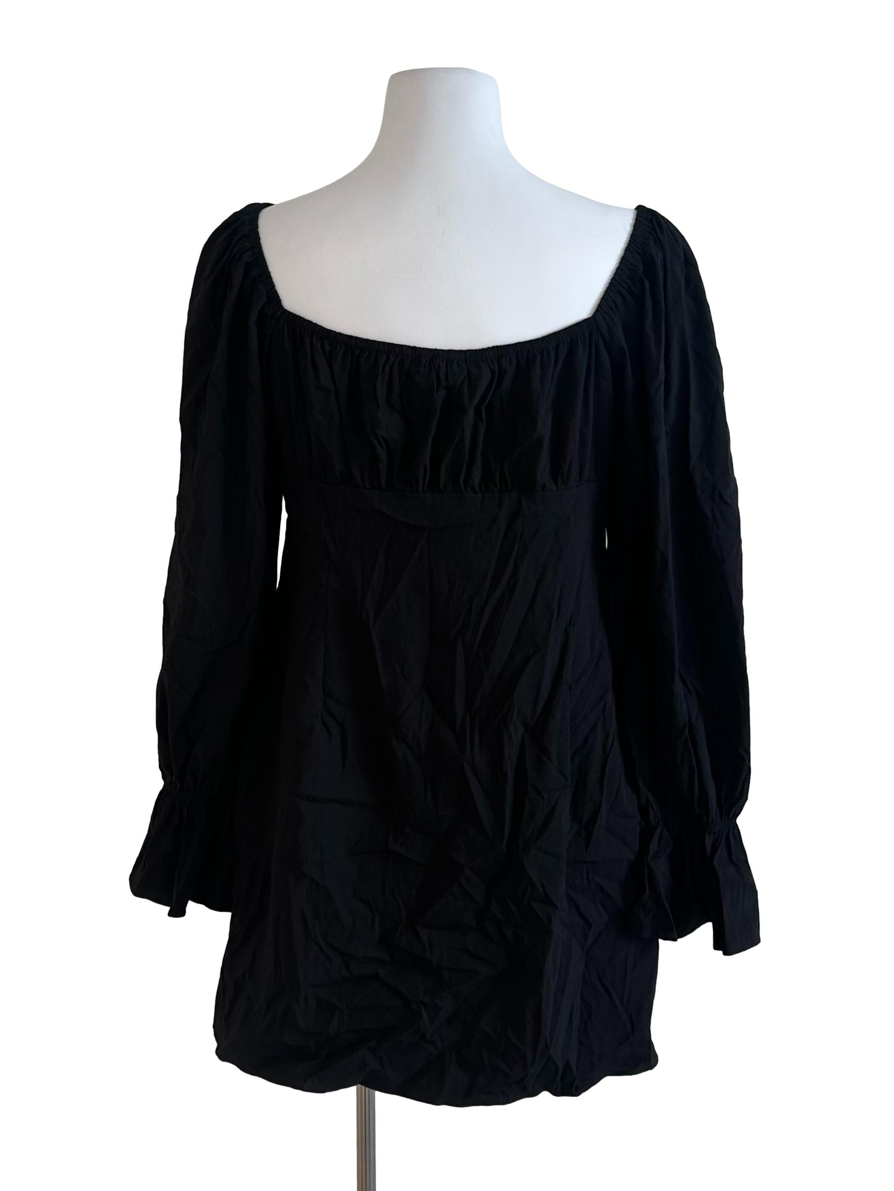 Black Plain Long Sleeve Dress