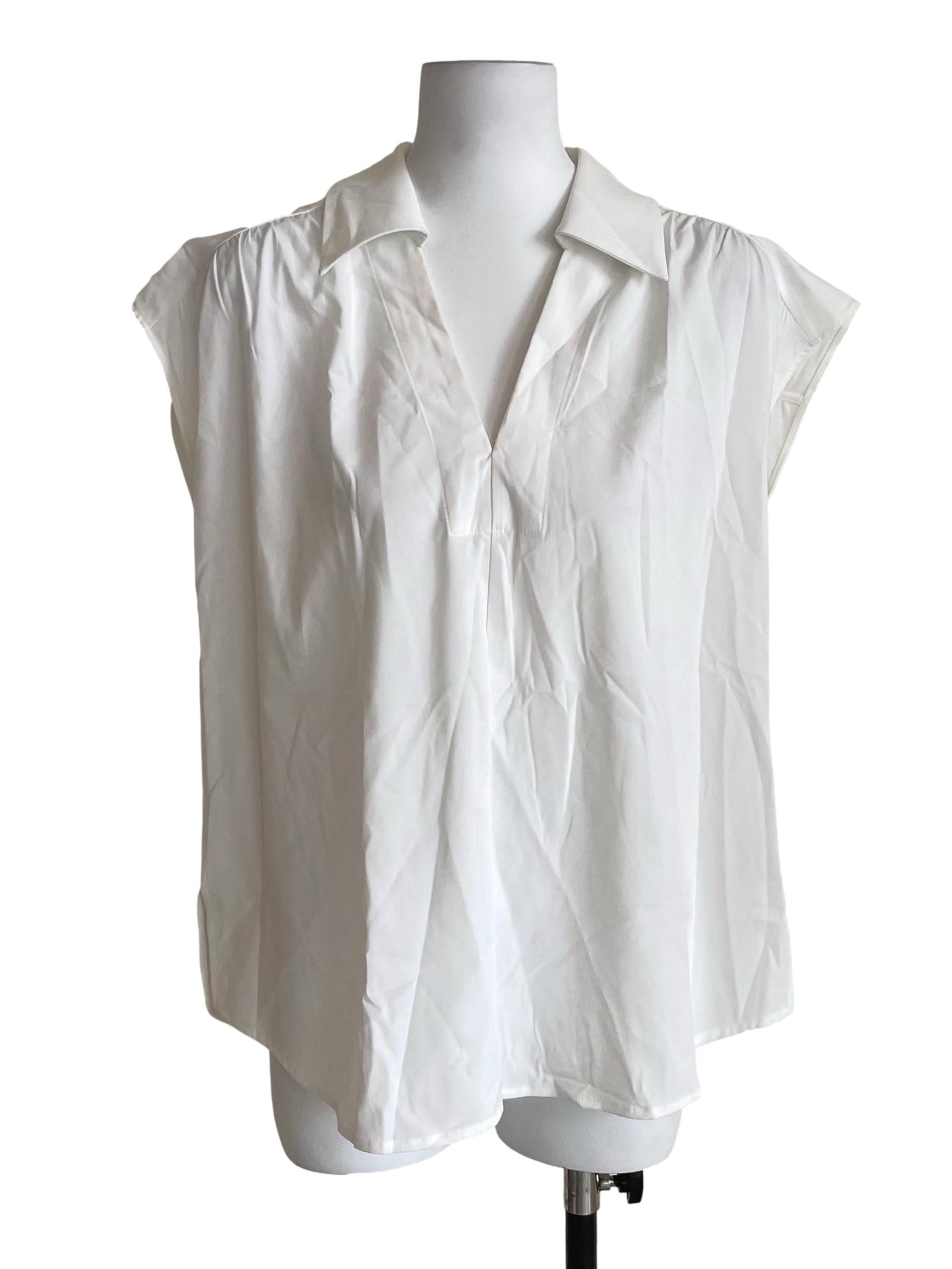 White Draping Sleeveless Johnny Blouse LB