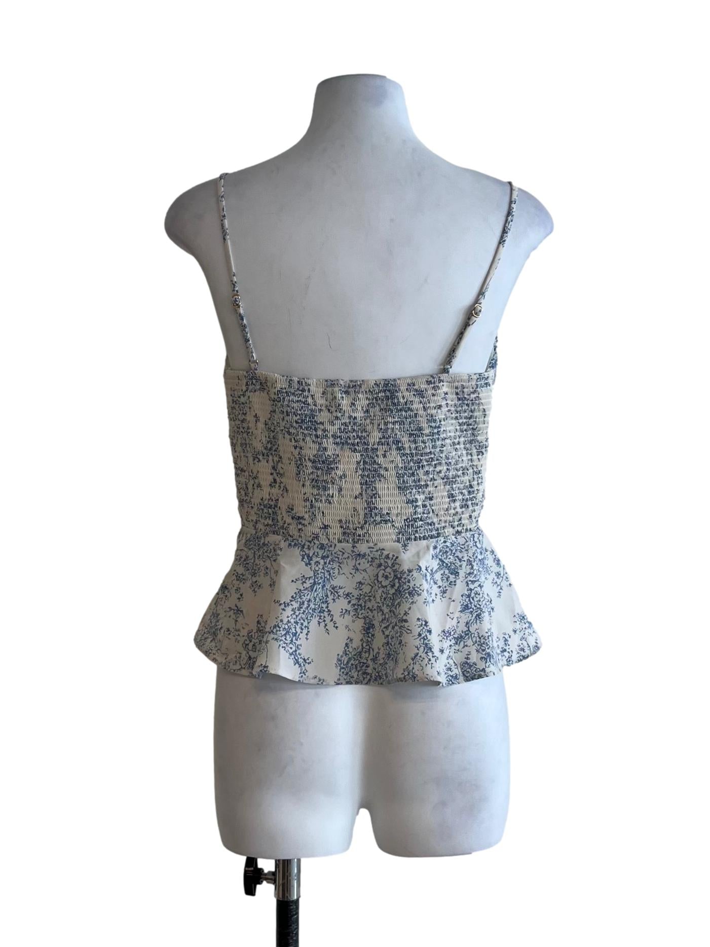 White Prints Spaghetti Strap Sleeveless Top