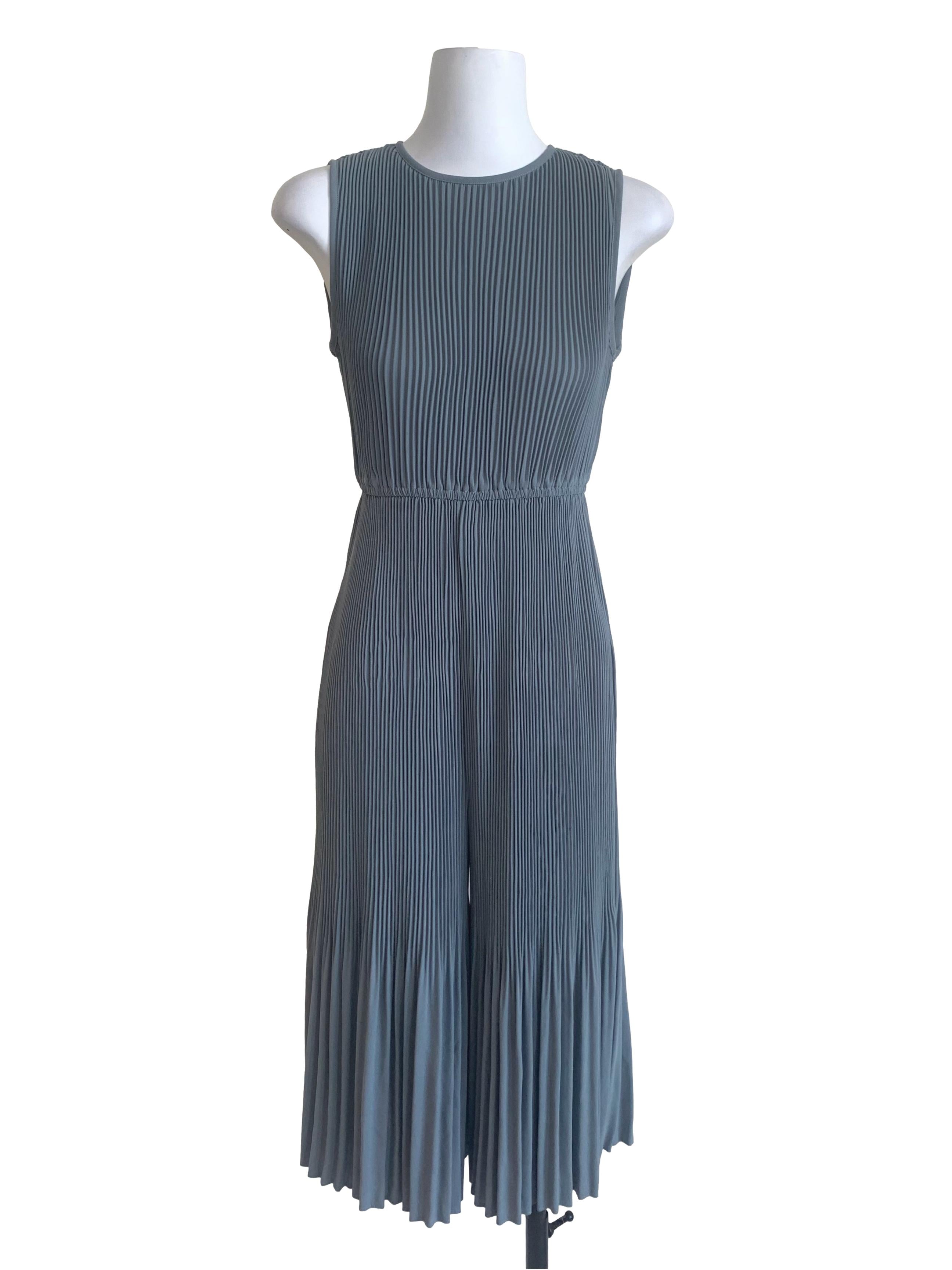 Stone Blue Pleated Wide Leg Jumpsuits LB