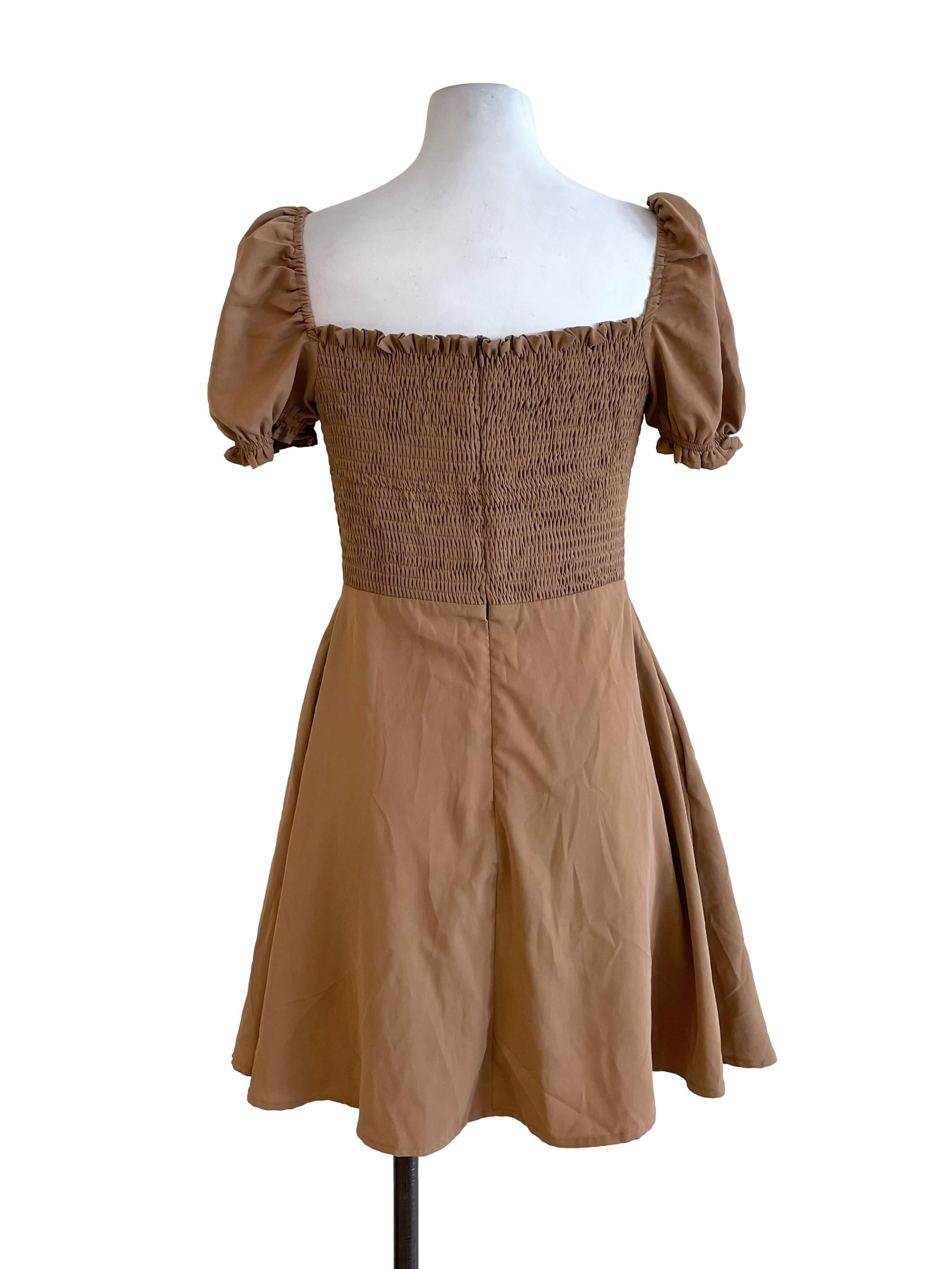 Peanut Shirred Dress