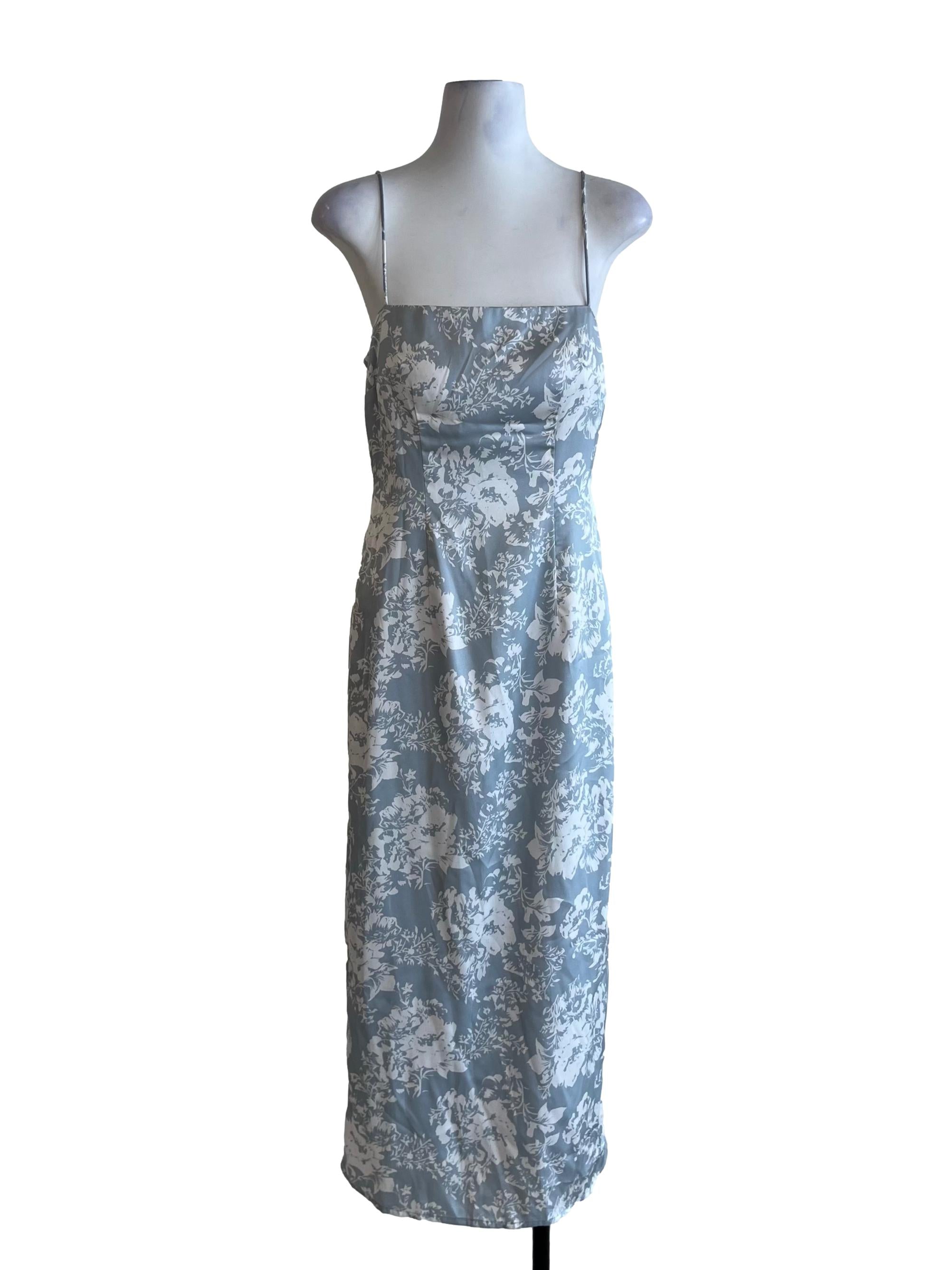 Sky Blue Floral Sheath Dress