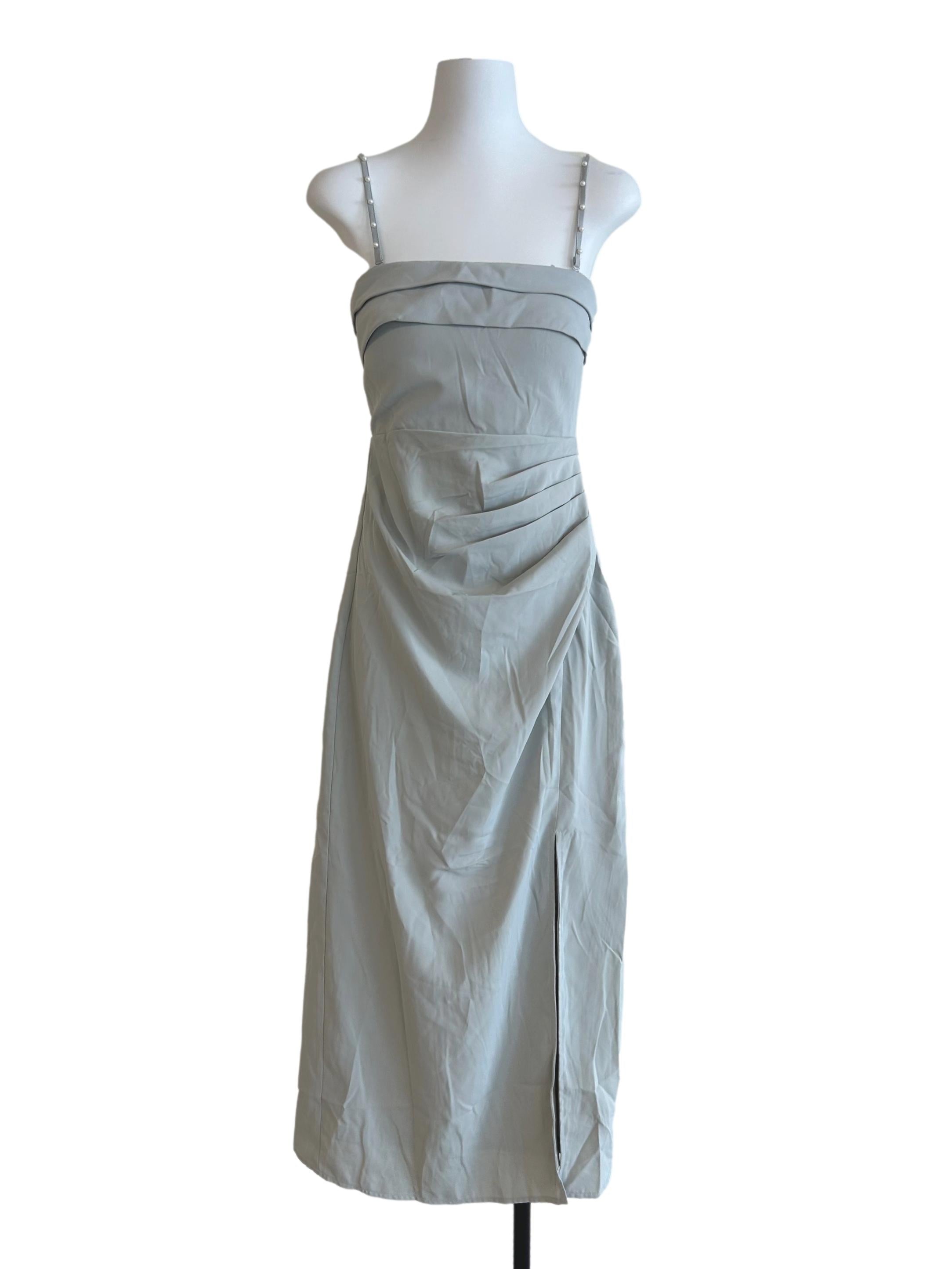 Cloud Grey Slit Dress