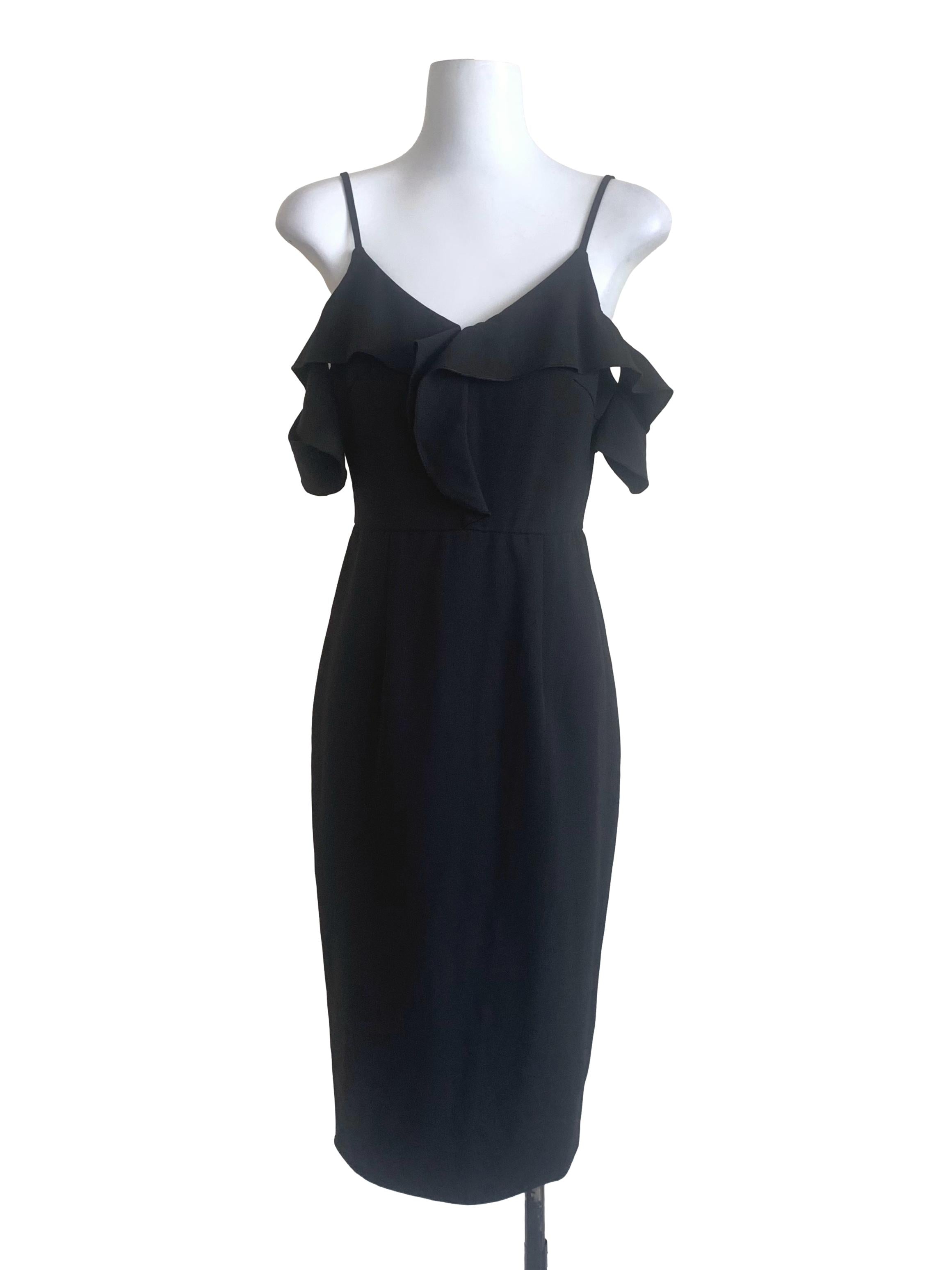 Oil Black Spaghetti Strap Sheath Dress LB
