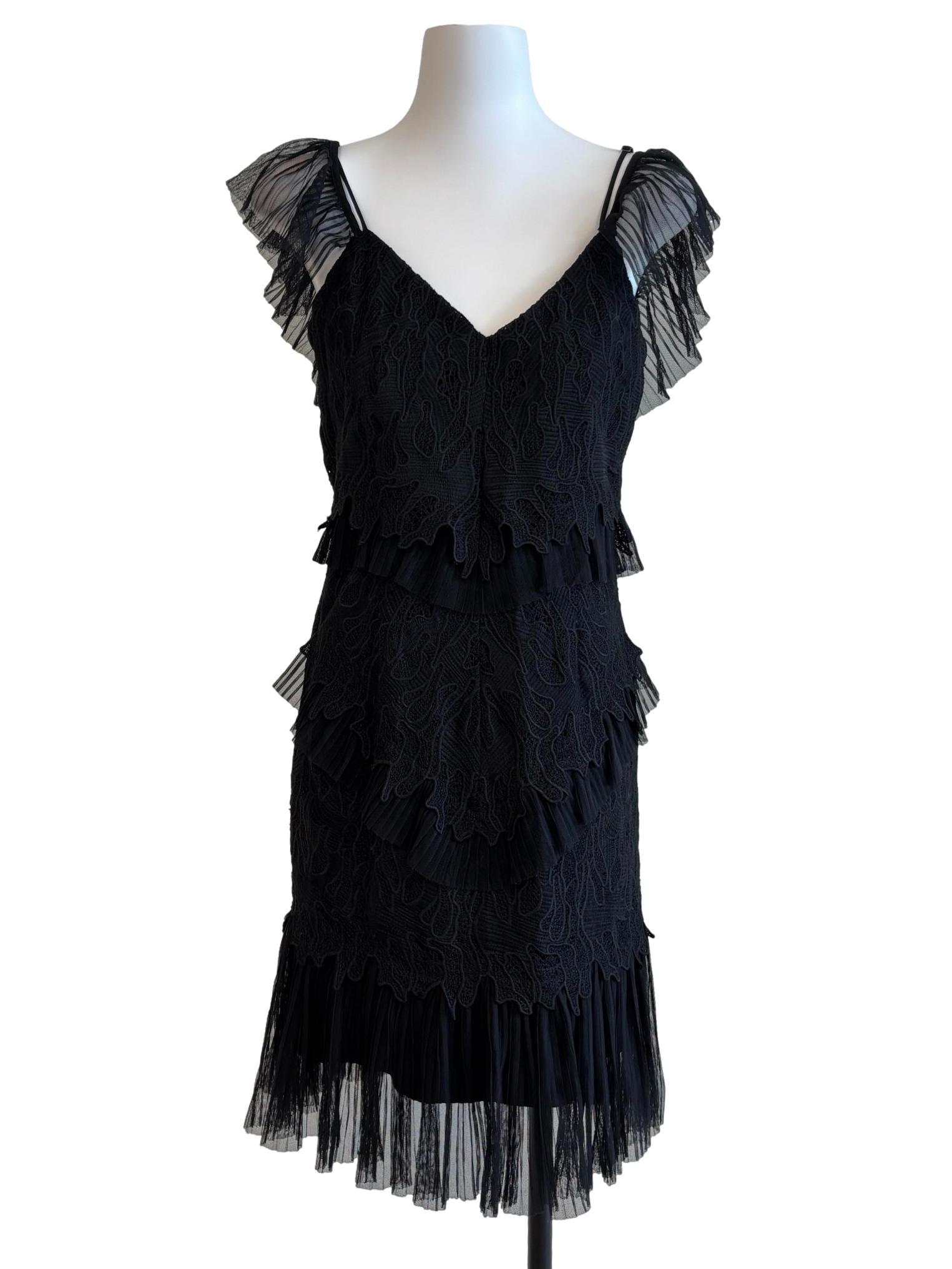 Raven Black Ruffle Tier Pencil Dress