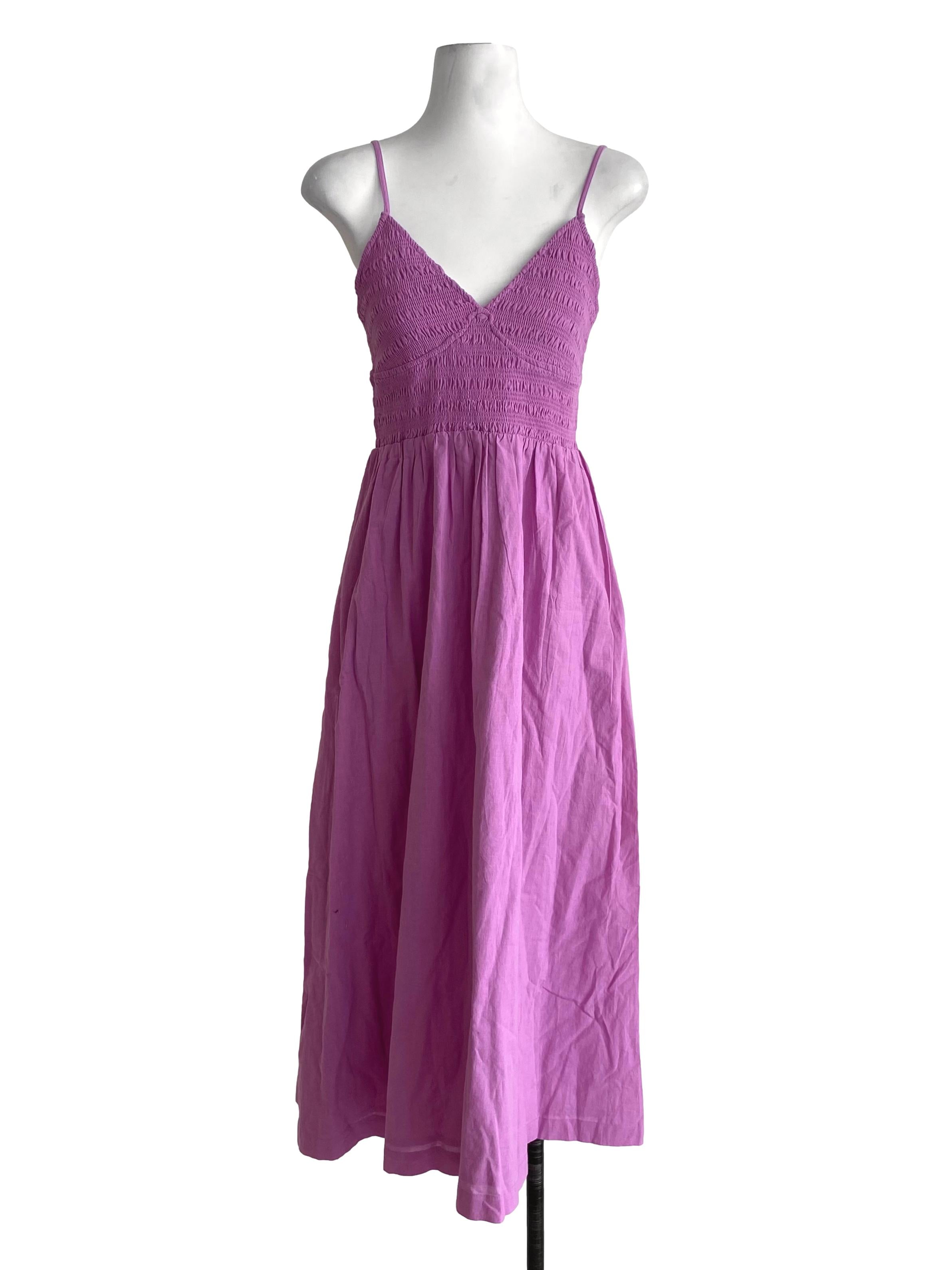 Taffy Pink V-Neck Drop Waist Dress