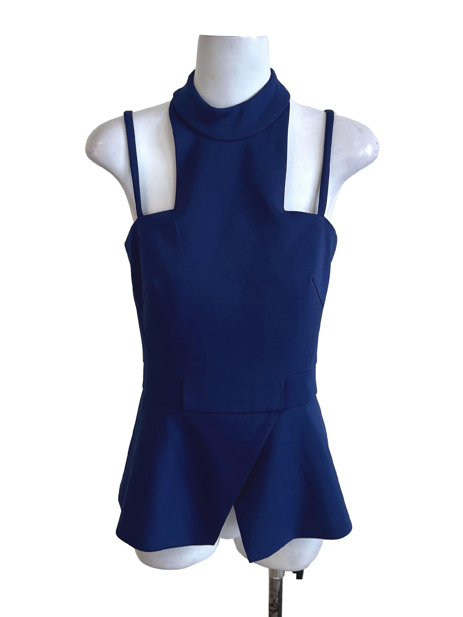 Royal Blue Halter Peplum Top