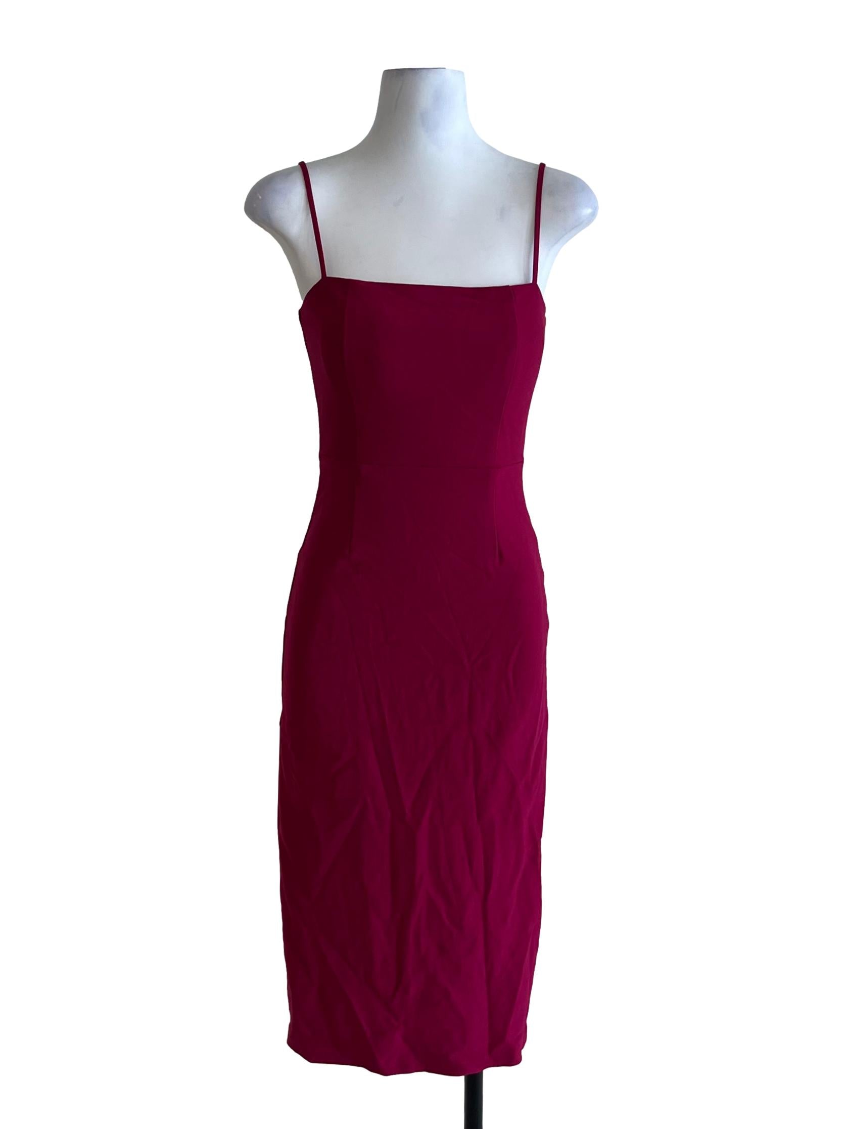 Magenta Purple Spaghetti Strap A-Line Dress