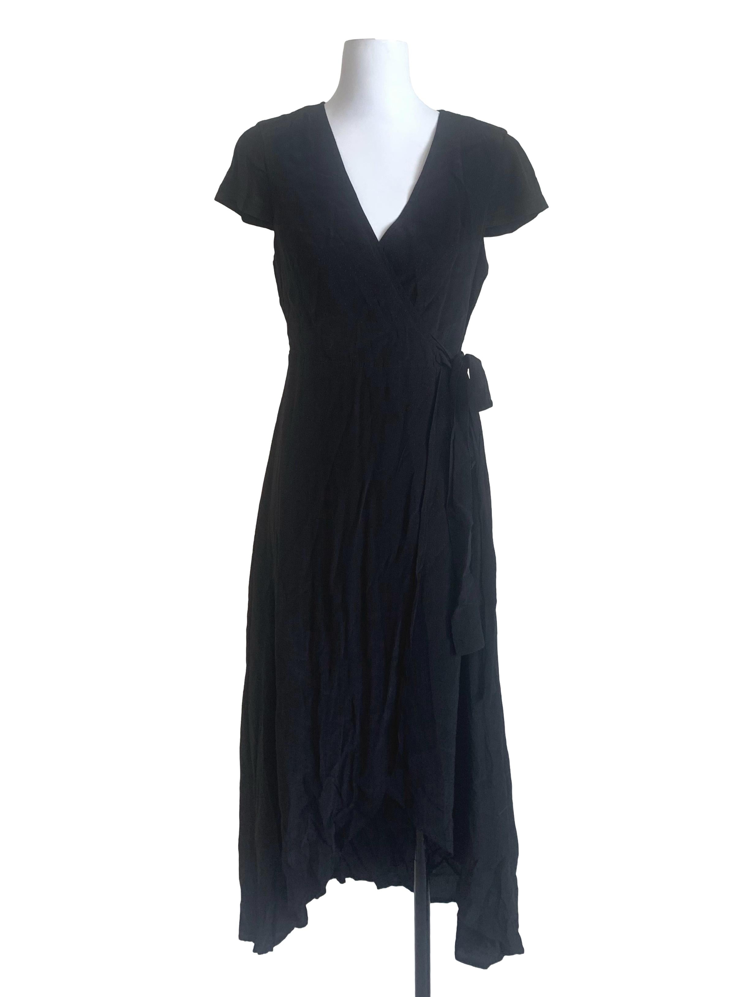 Midnight Black Deep V Neck Dress TEM