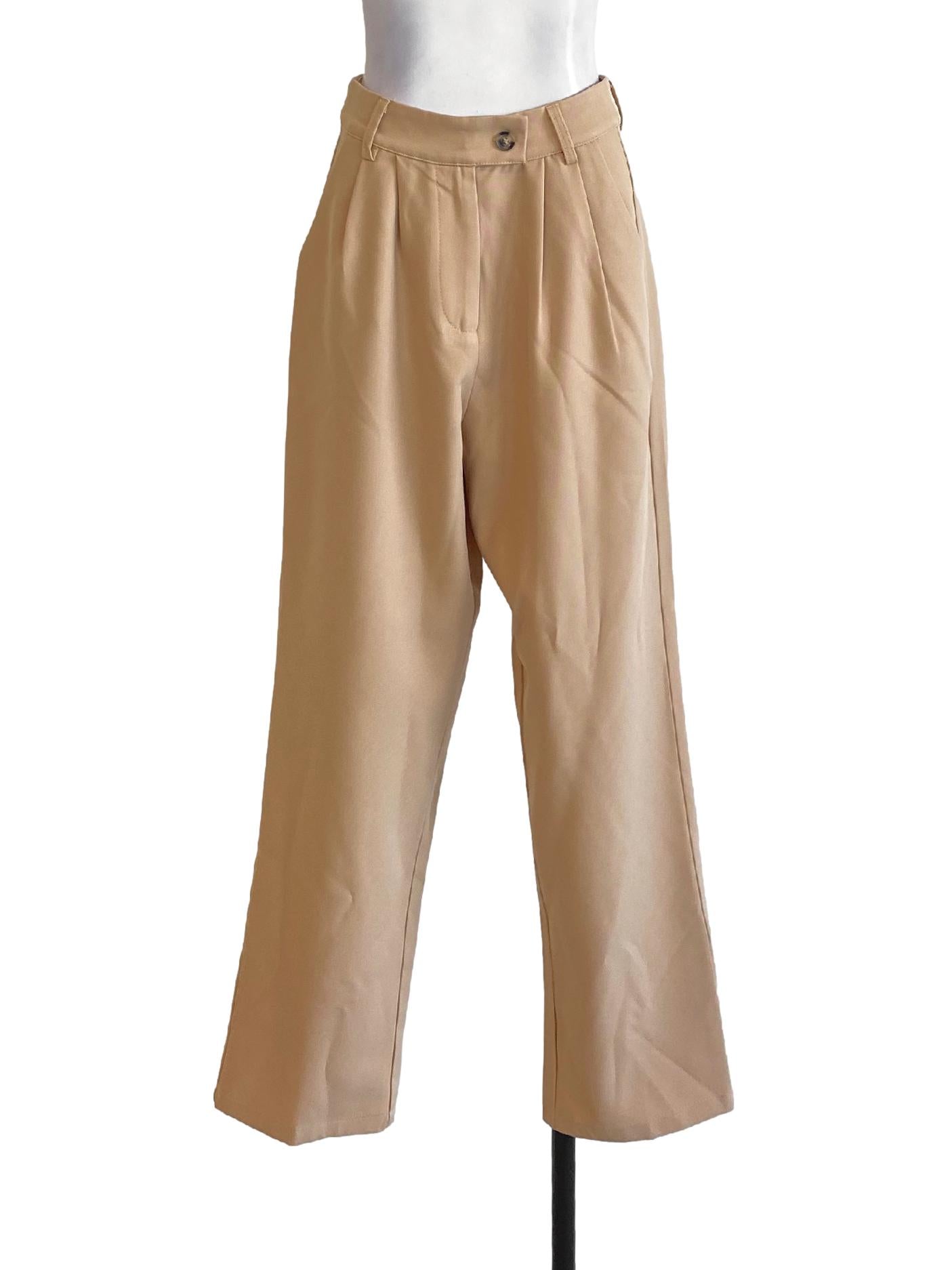 Sepia Brown Buttoned Loose Tailored Pants TWL